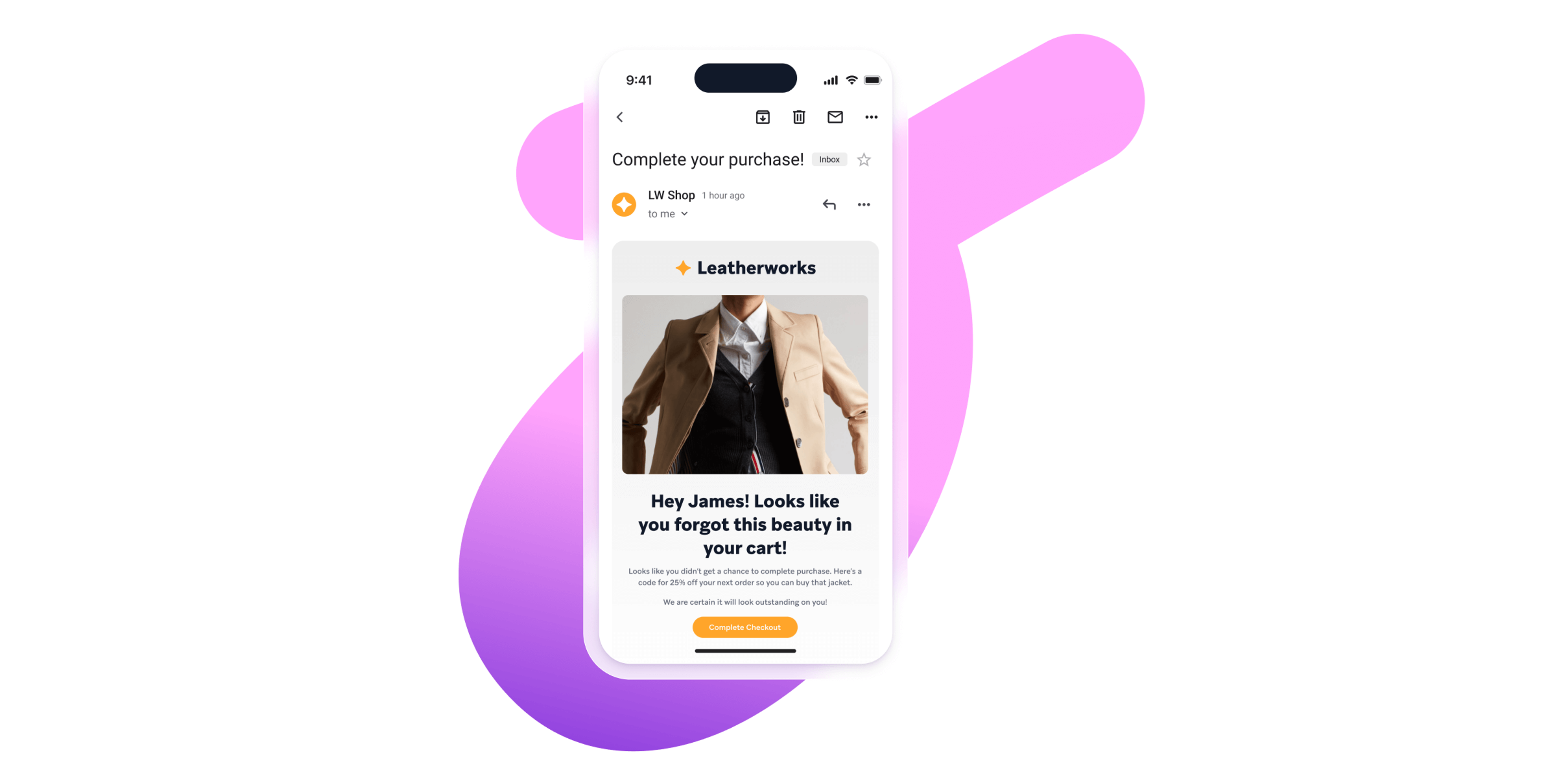 a phone displaying an email from leatherworks