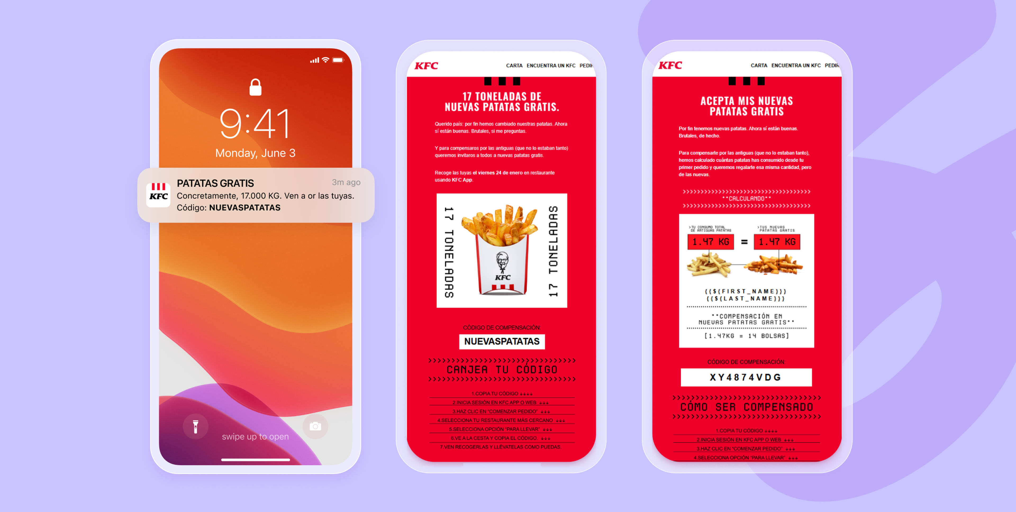 un teléfono con un anuncio de kfc
