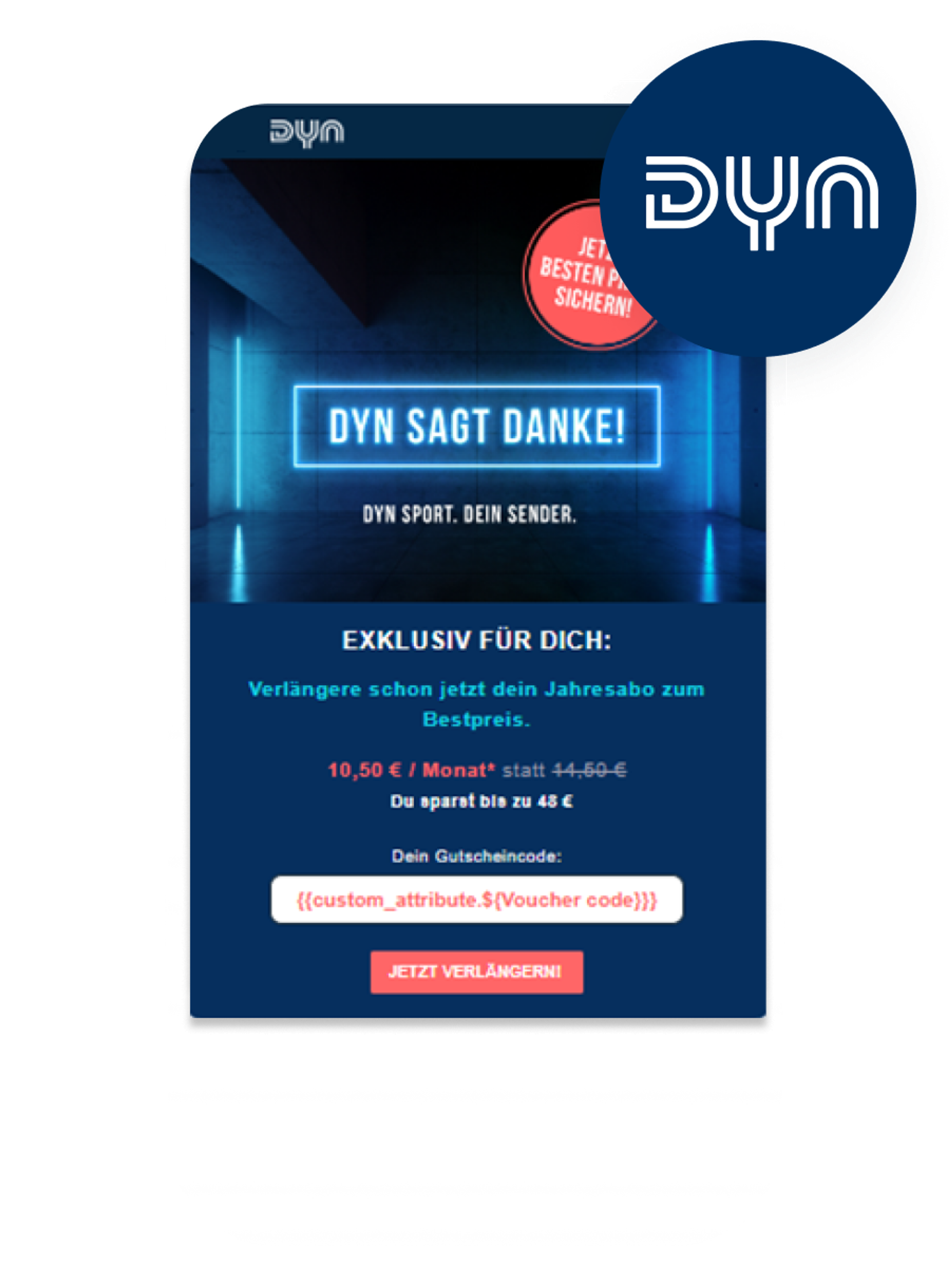 an advertisement for dyn says dyn sagt danke