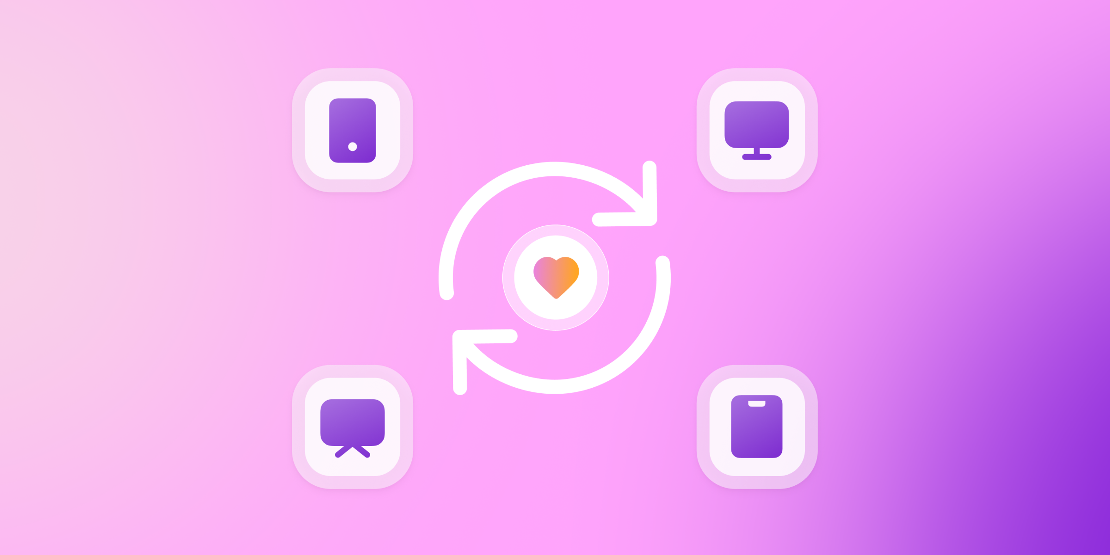 a circle with a heart in the middle and arrows around it