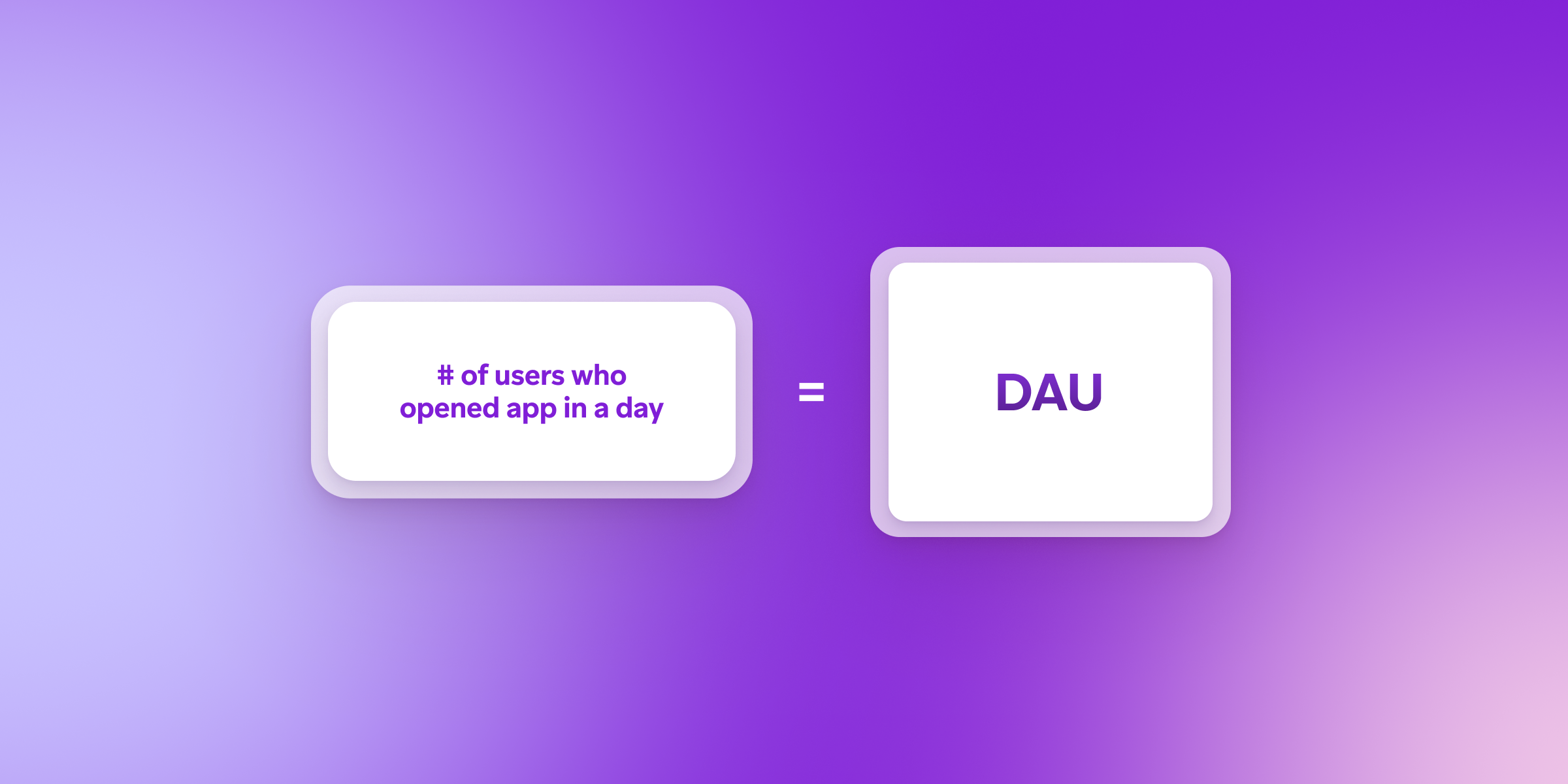a purple background with two squares that say # of users who opened app in a day