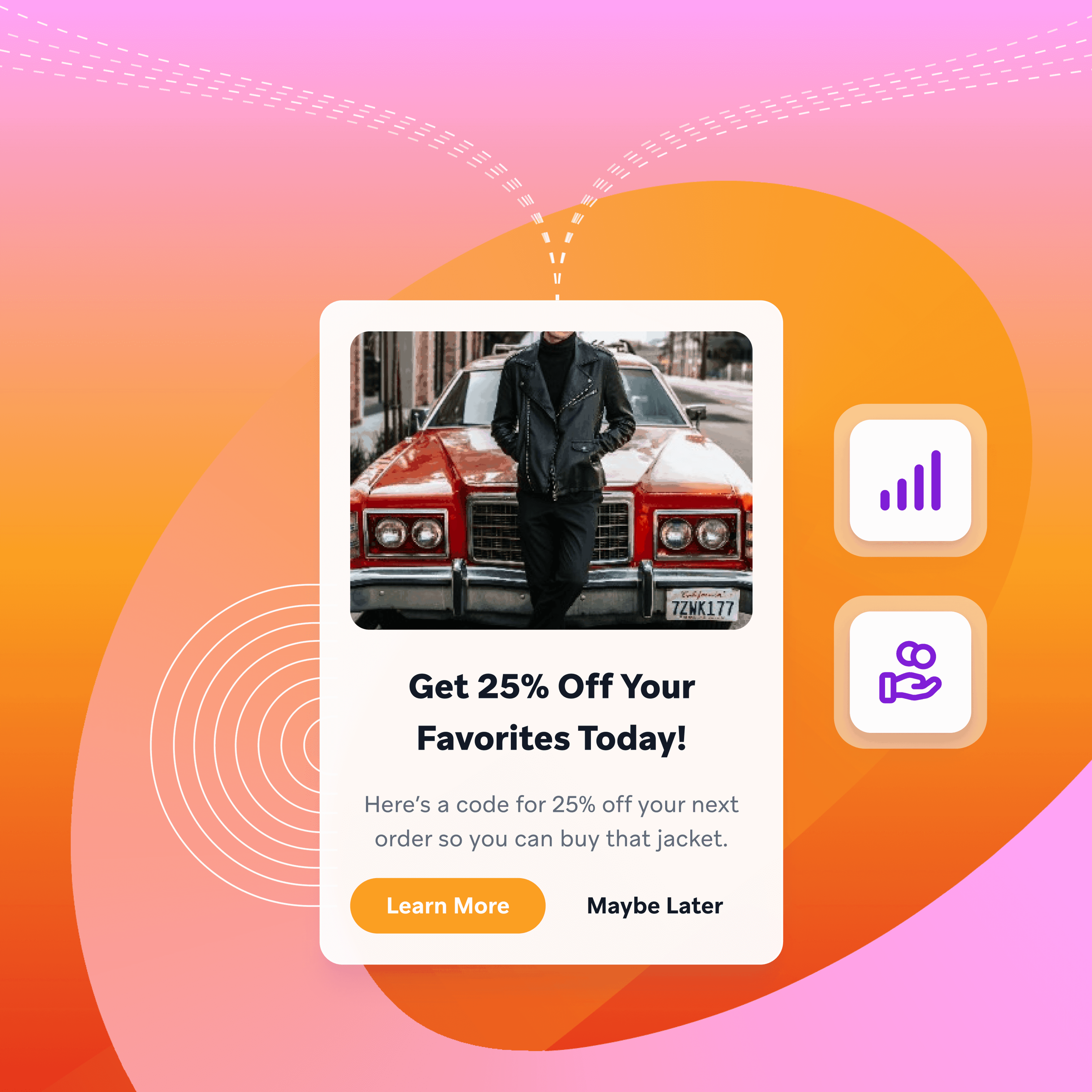 um anuncio que diz "ganhe 25% de desconto nos seus favoritos hoje"