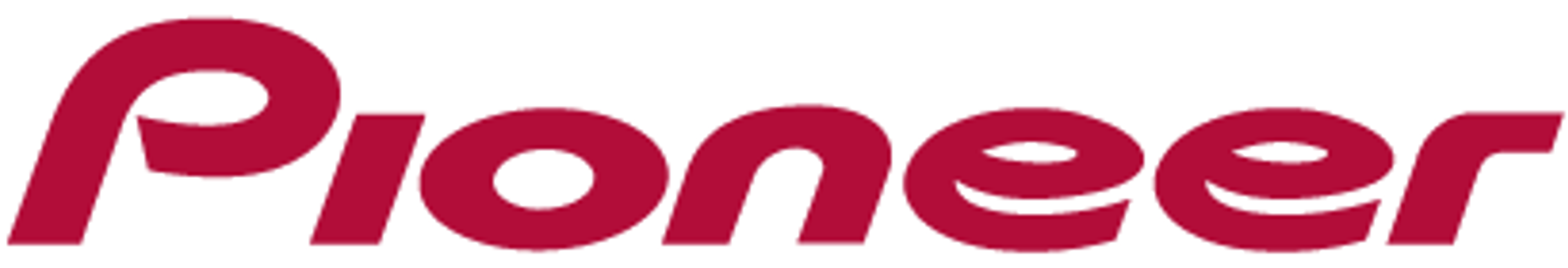 パイオニアのロゴ。赤い文字で「Pioneer」と書かれている。