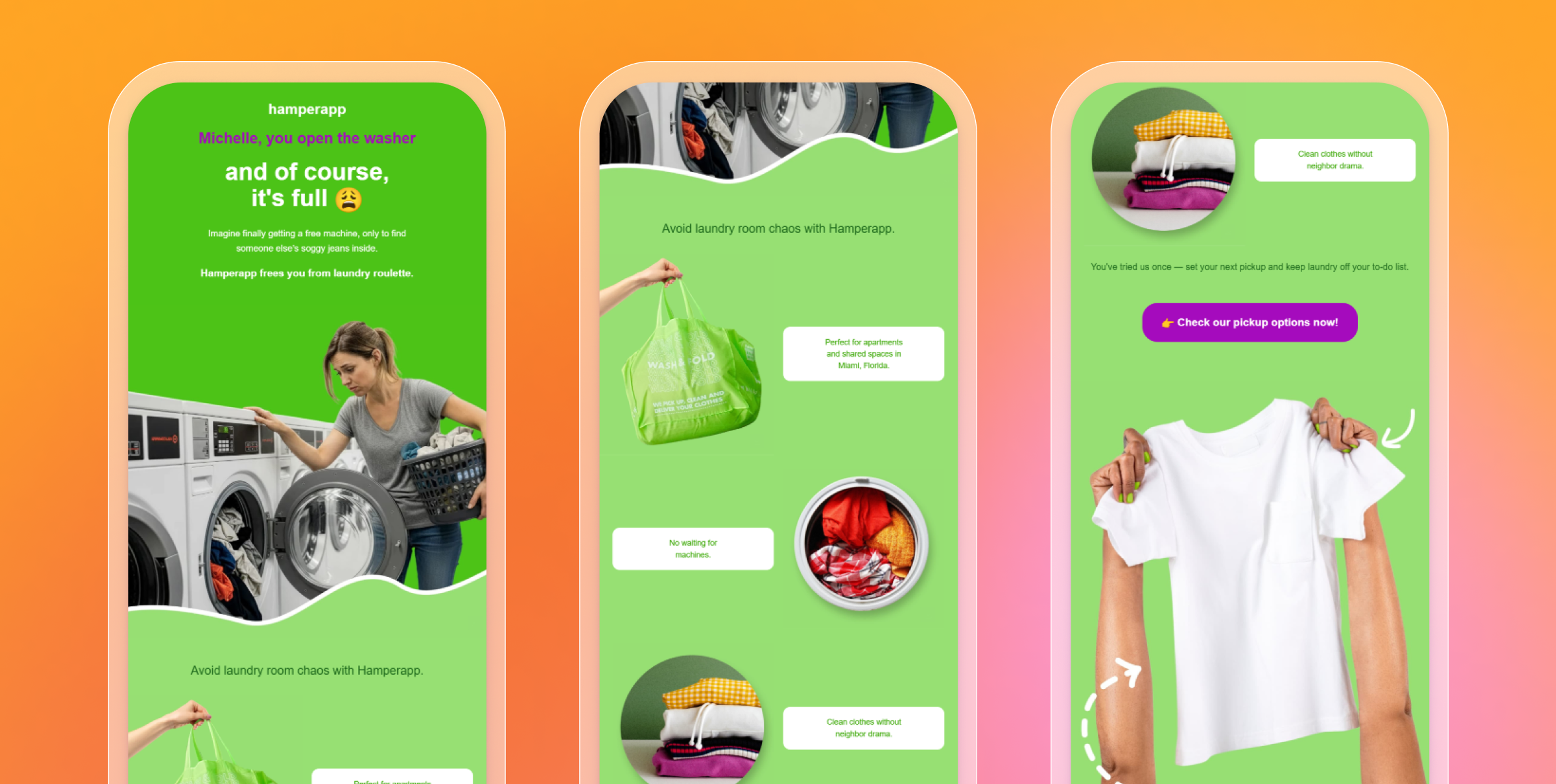 Three messages from Hamperapp