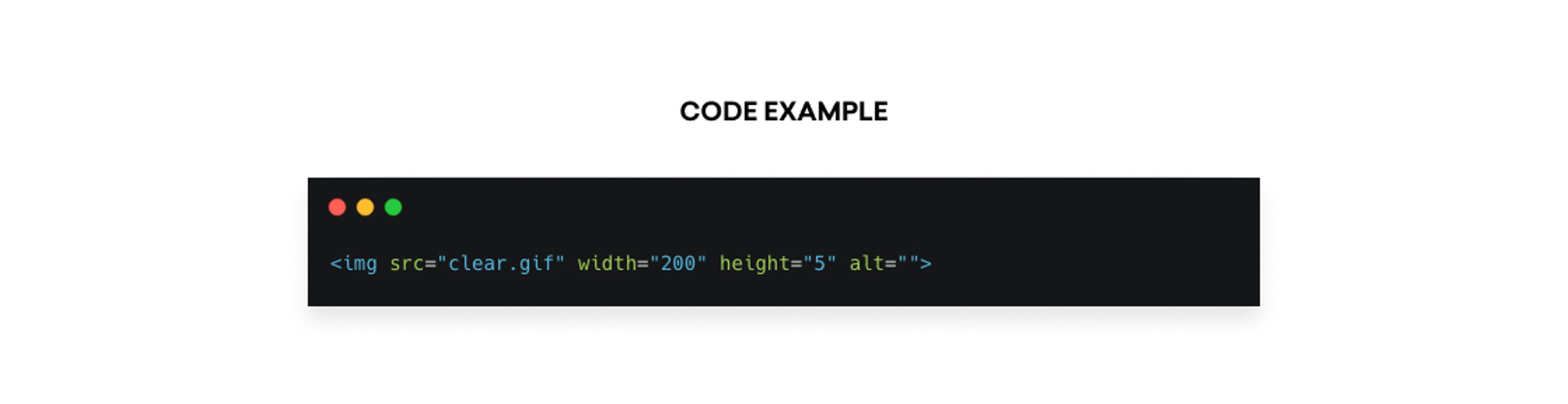 A code snippet showing an HTML image tag with attributes for source, width, height, and alt text. The background is dark, and the text is in a light color.