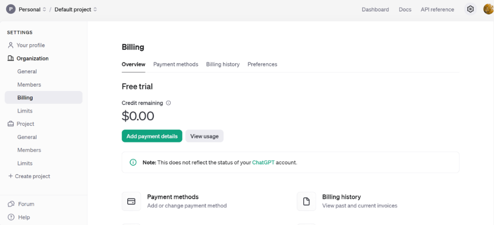 a screenshot of the billing page of a website