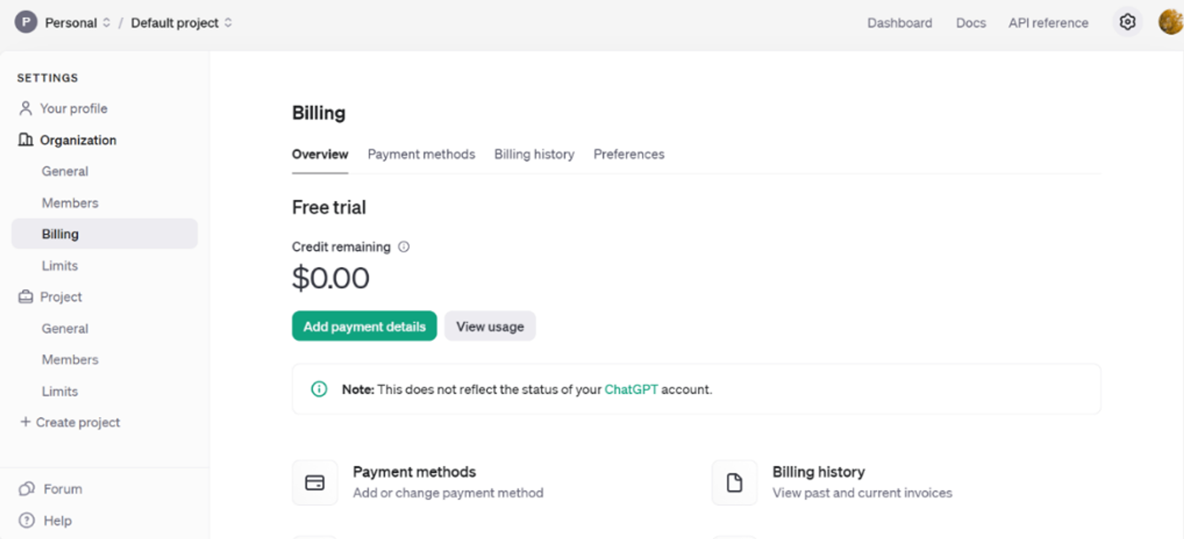 a screenshot of the billing page of a website