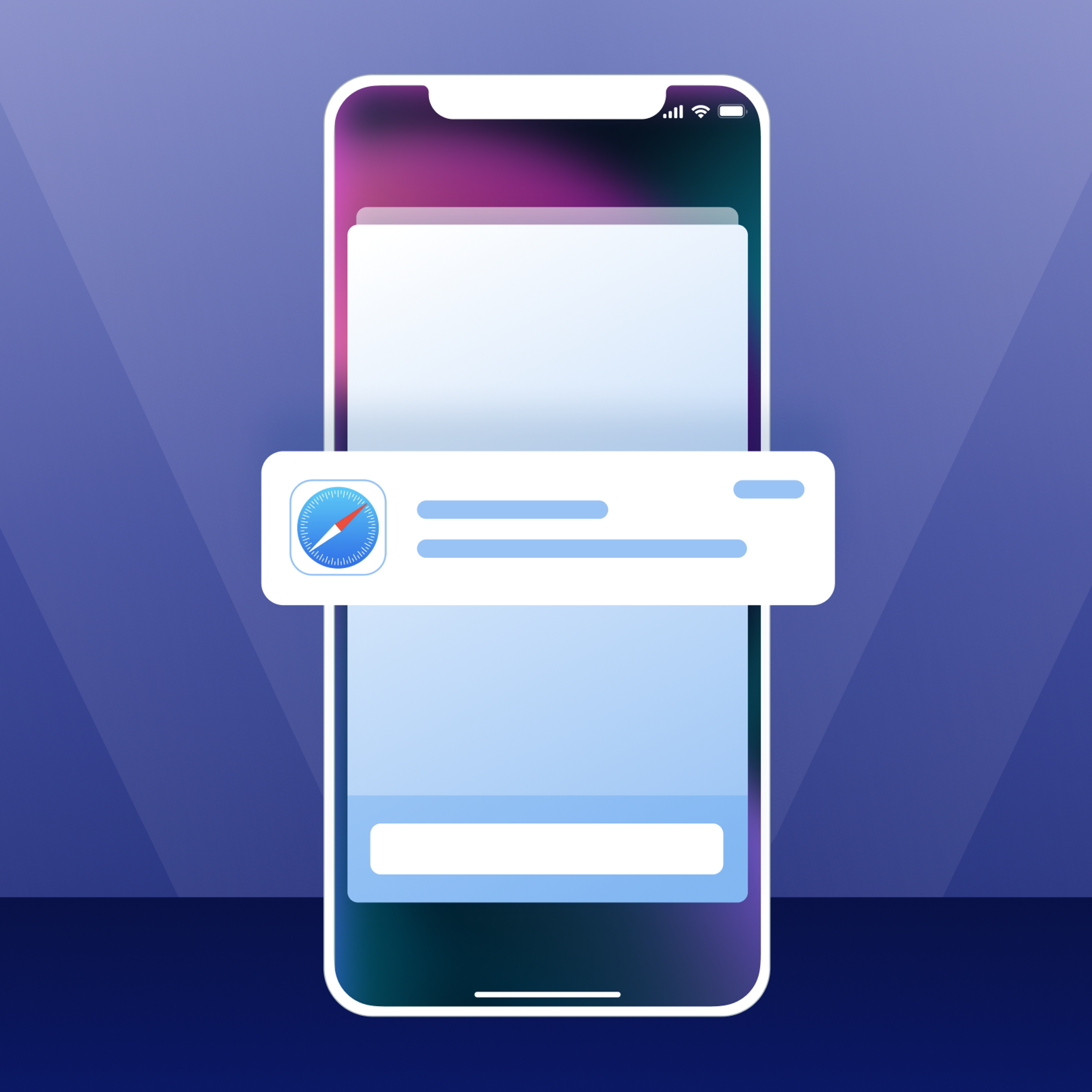 a phone with a safari icon on the screen
