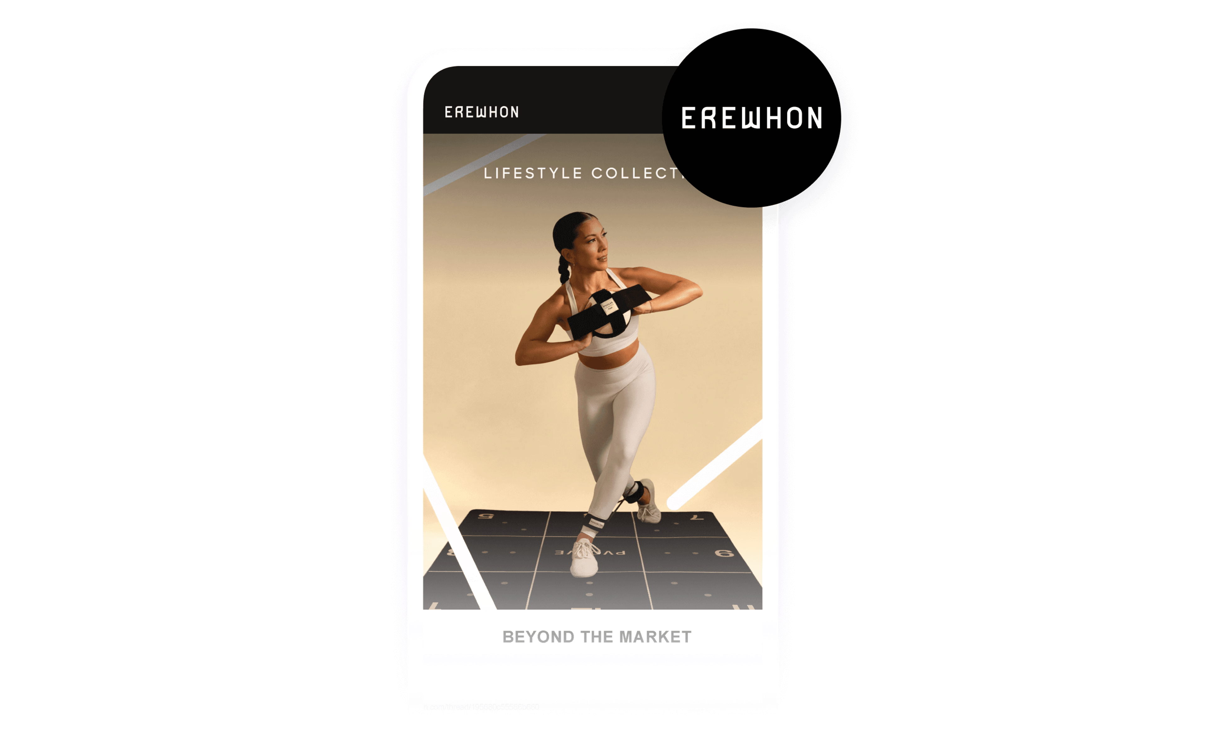 an advertisement for erewhon lifestyle collect shows a woman doing squats