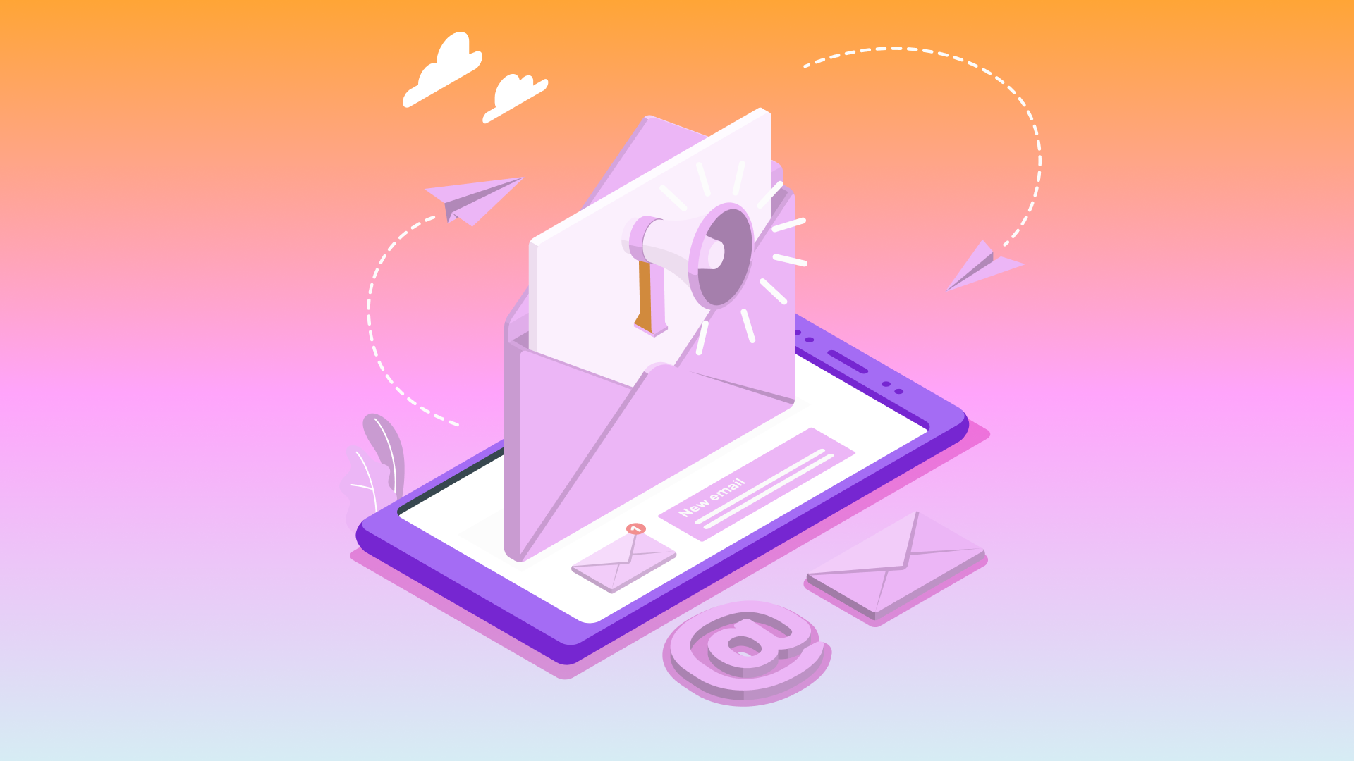 an envelope with a megaphone coming out of it