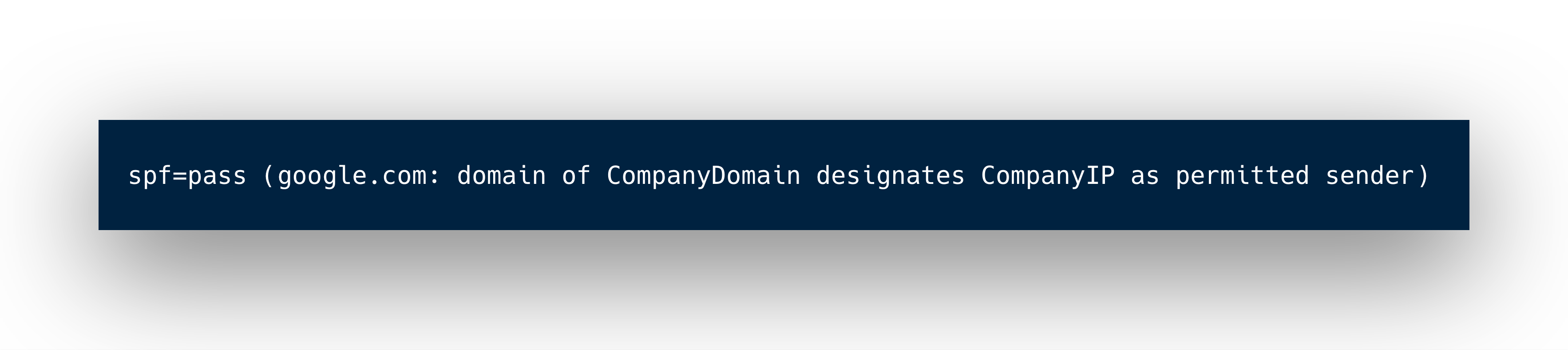 Text displaying an SPF record indicating that a specific domain designates a particular IP as a permitted sender.