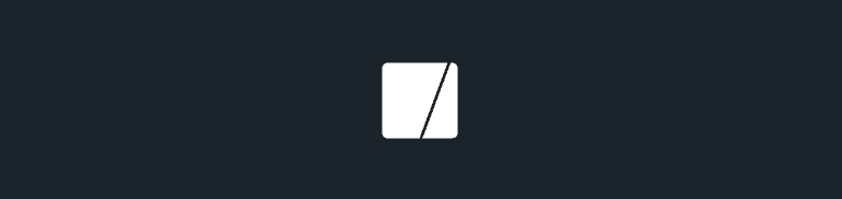 A simple white square icon on a dark background, featuring a diagonal line.