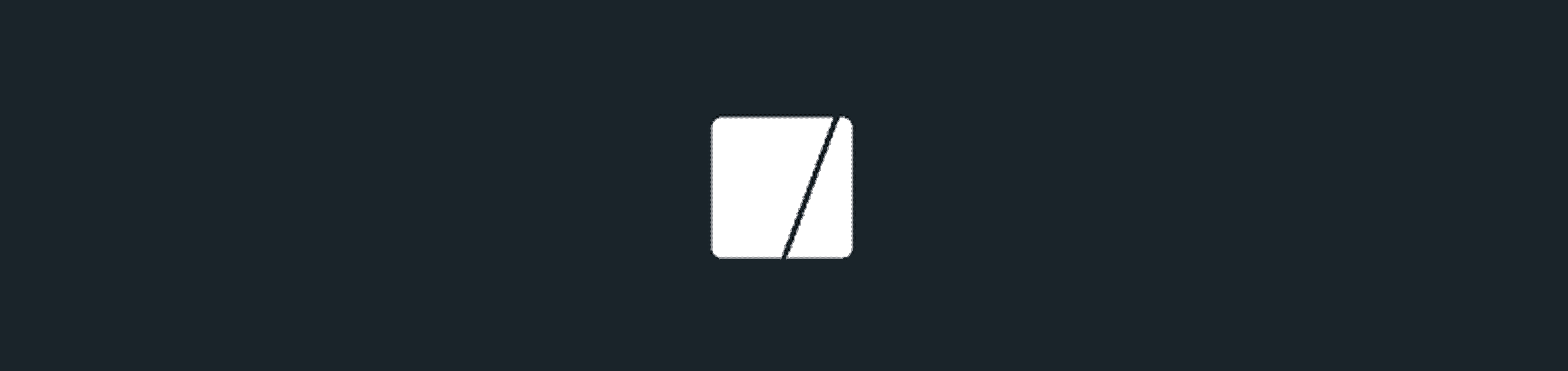 A simple white square icon on a dark background, featuring a diagonal line.