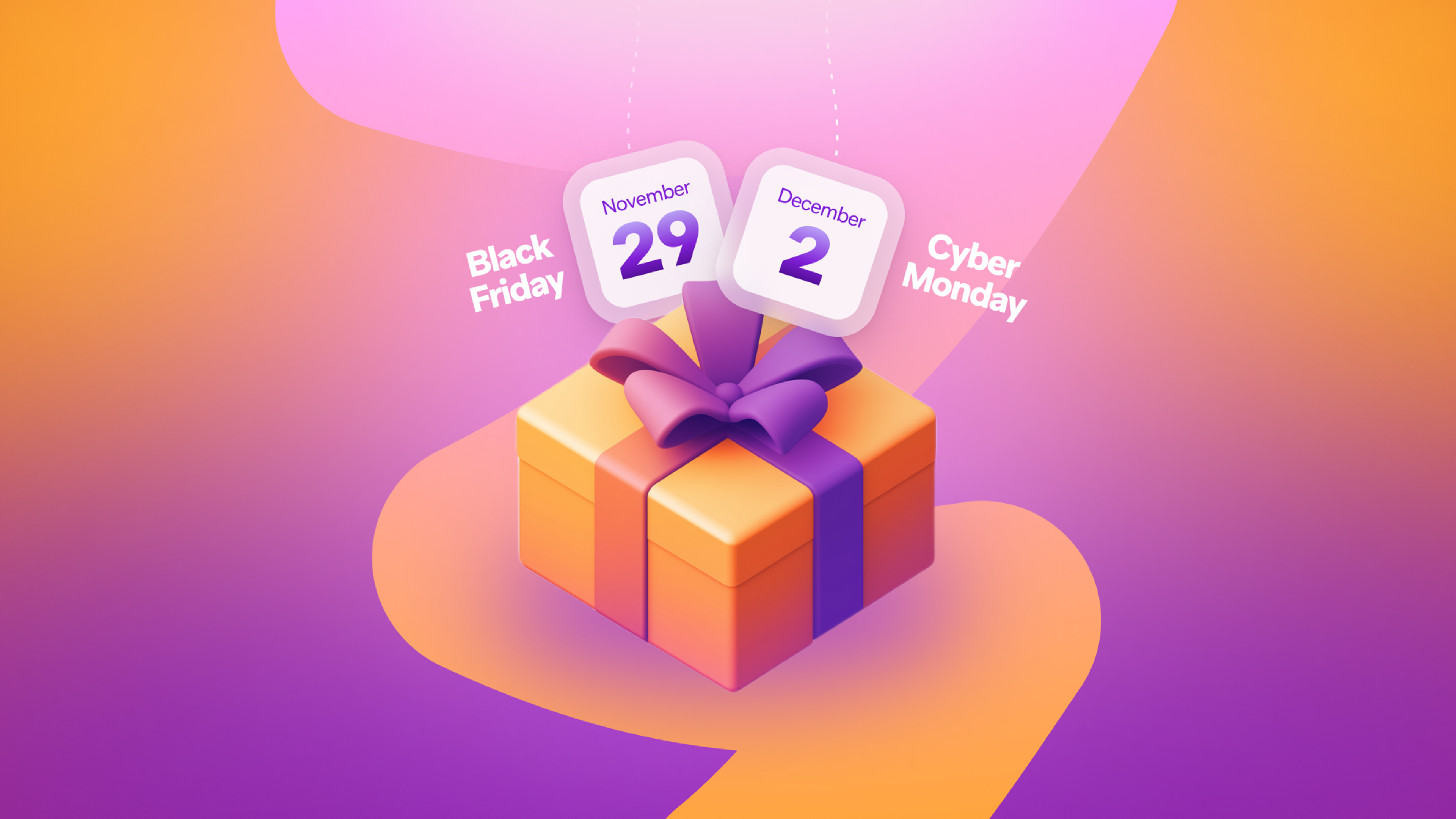 a gift box with the date november 29 and december 2 on it