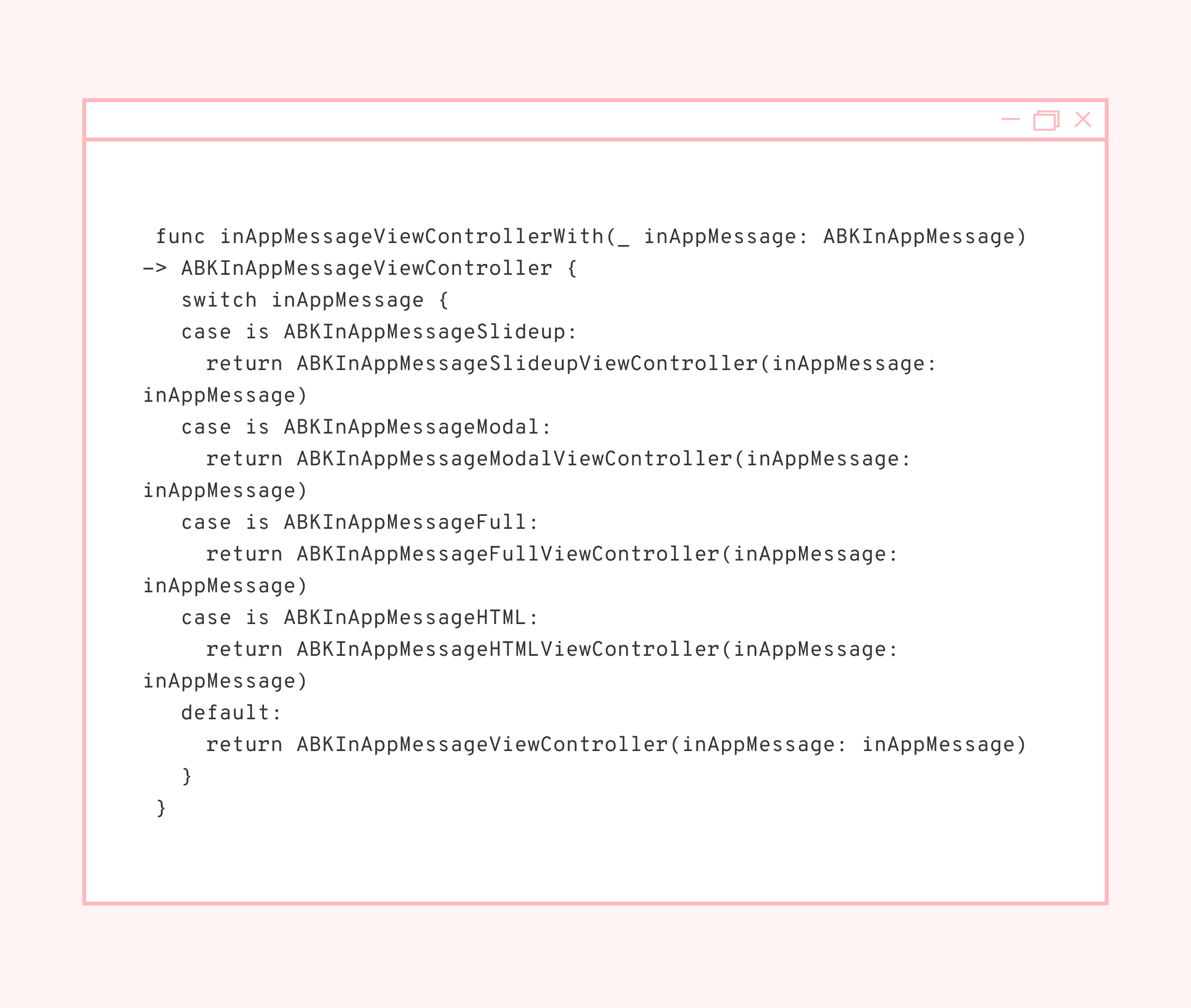 This method is from the ABKInAppMessageUIDelegate, which you can use to provide your own view controllers.