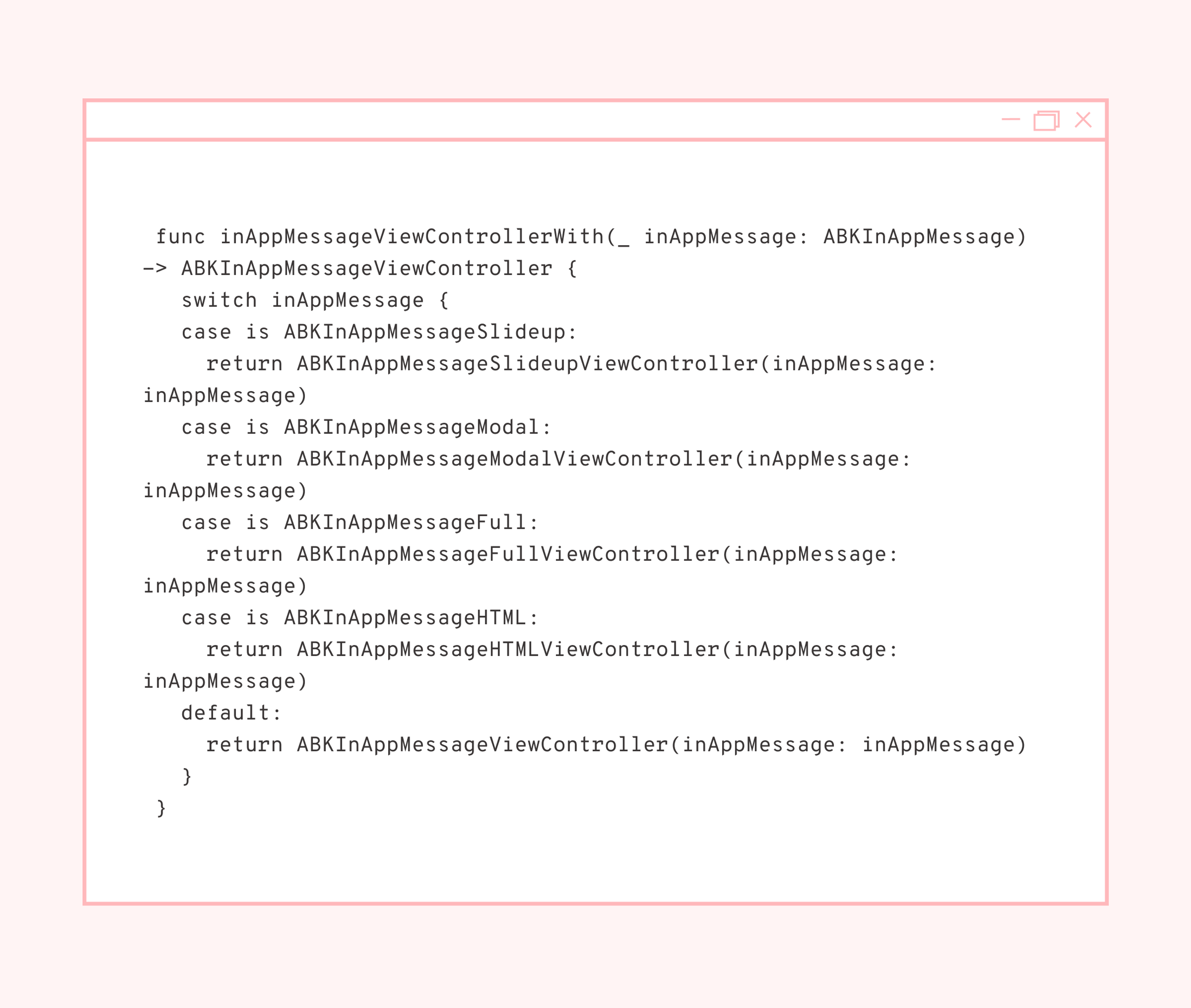 This method is from the ABKInAppMessageUIDelegate, which you can use to provide your own view controllers.