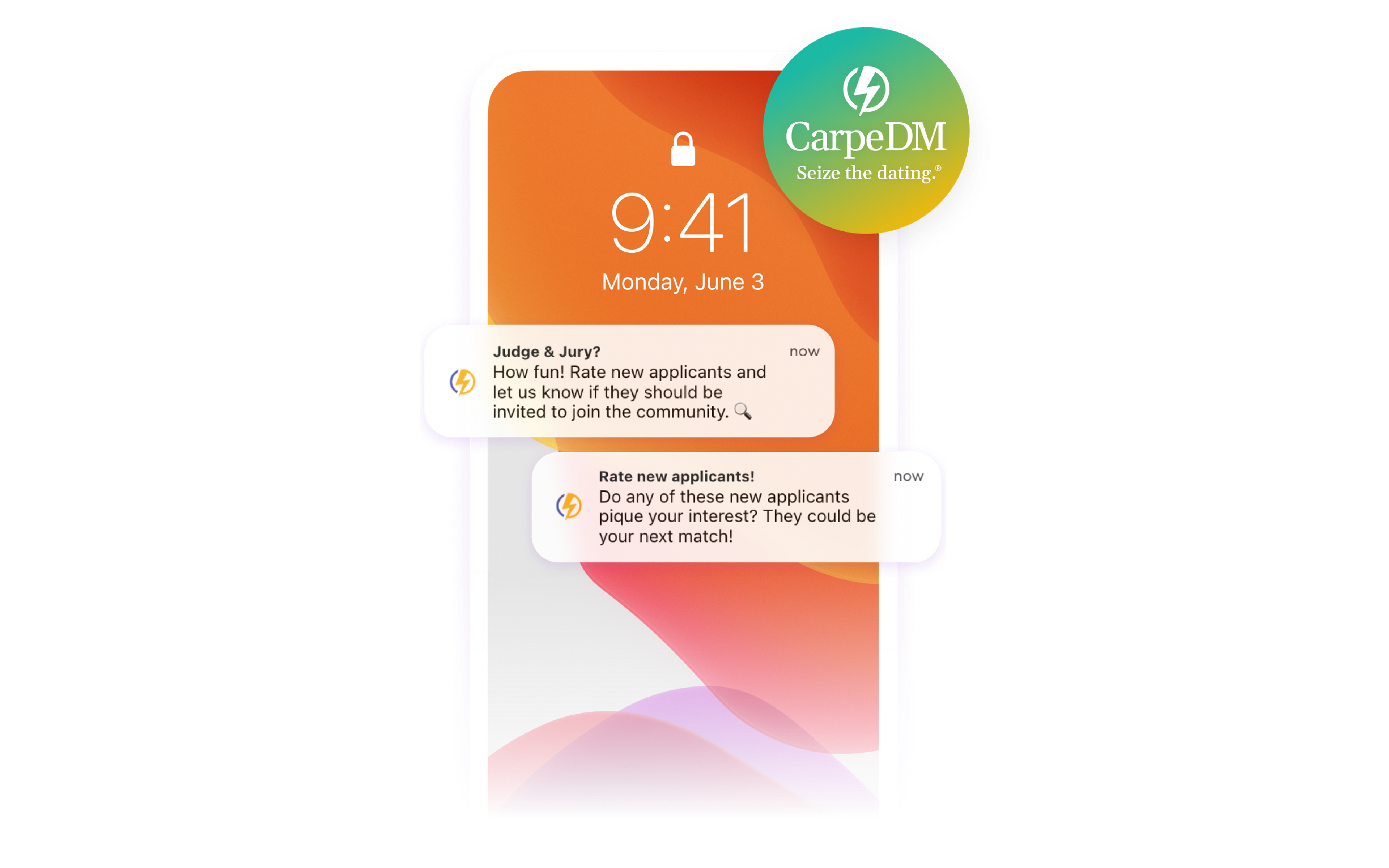 a phone screen shows a message from carpedm