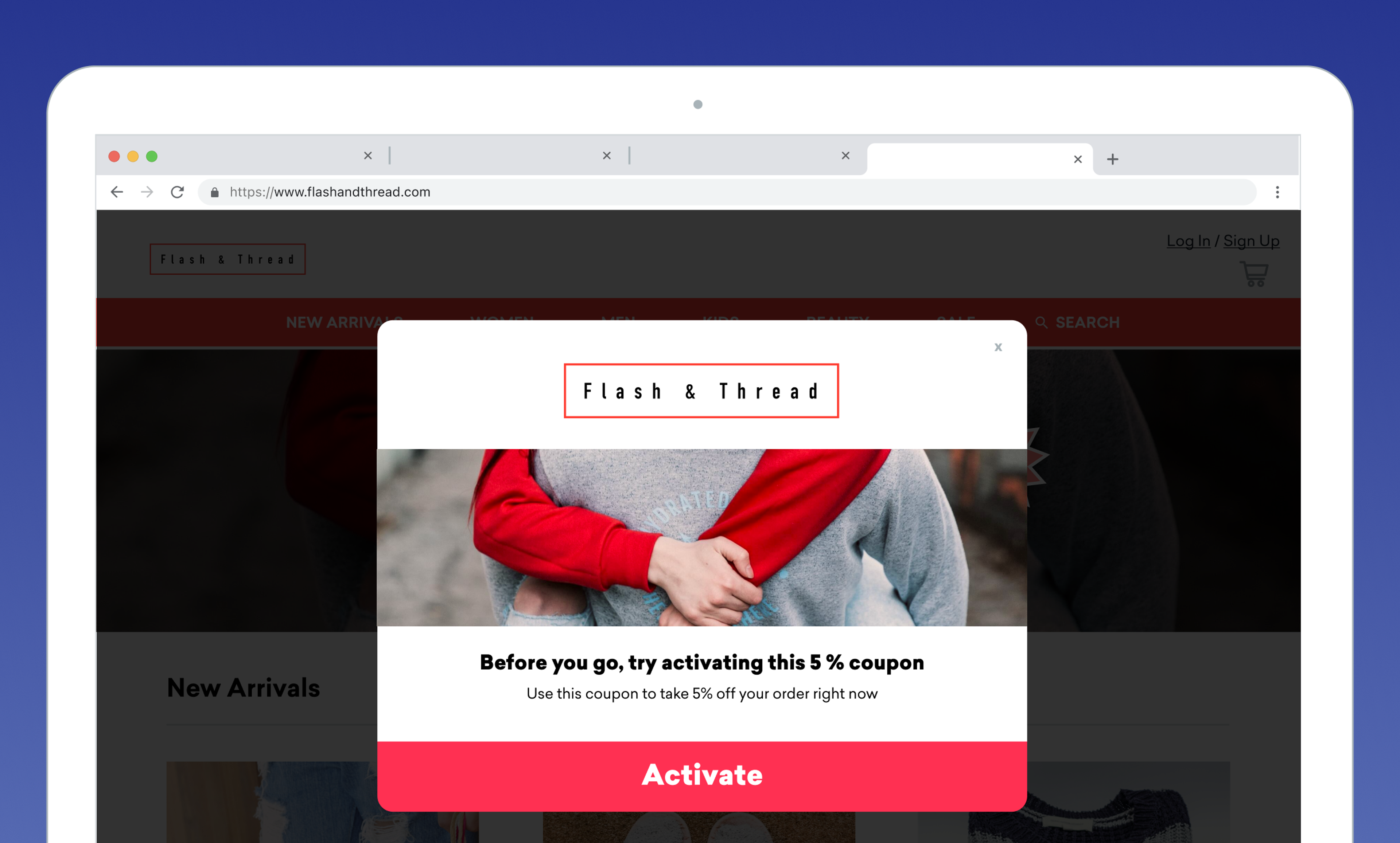 activate coupon screen based on user data
