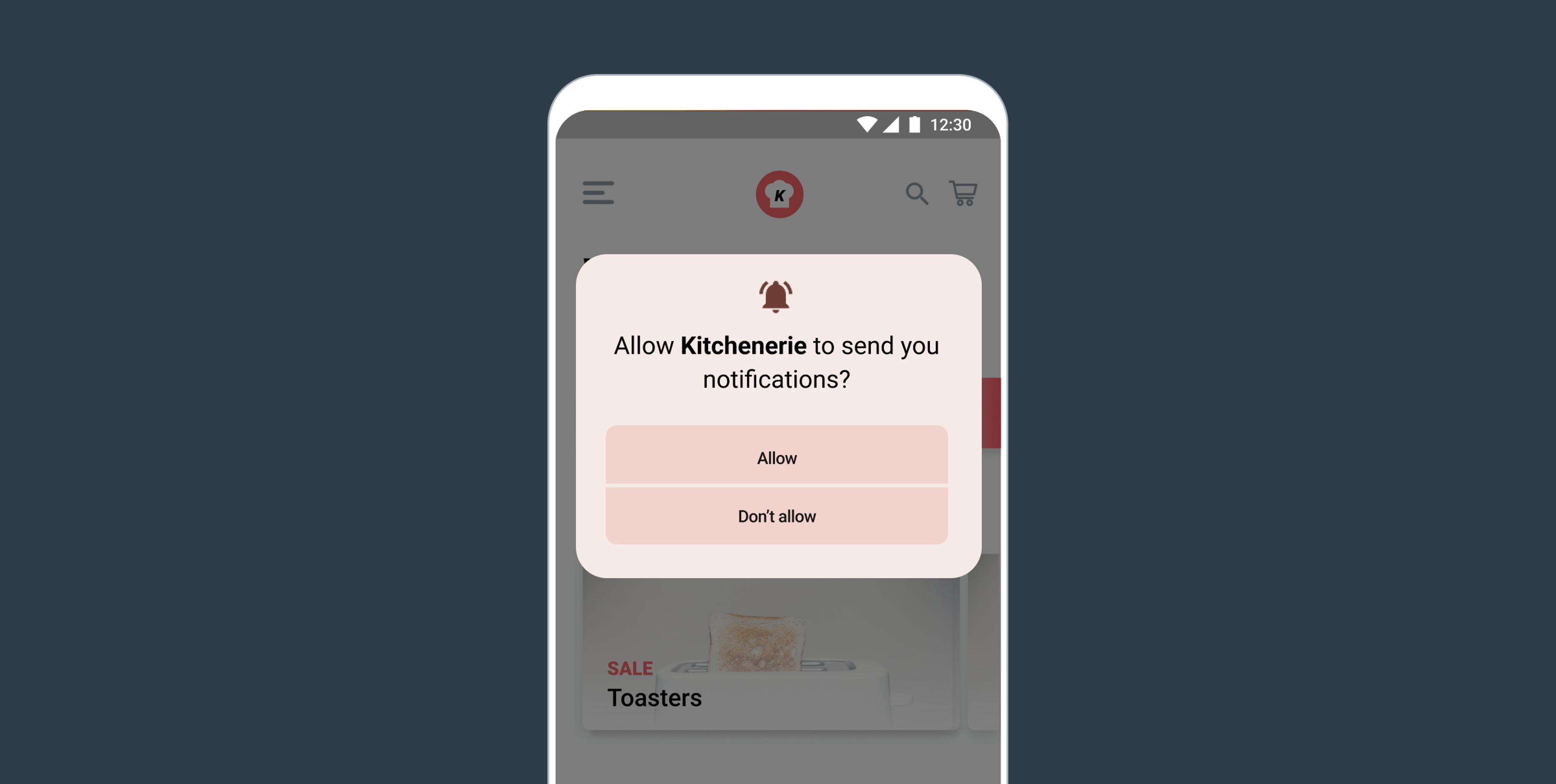An example of a new push system prompt on the second developer preview of Android 13