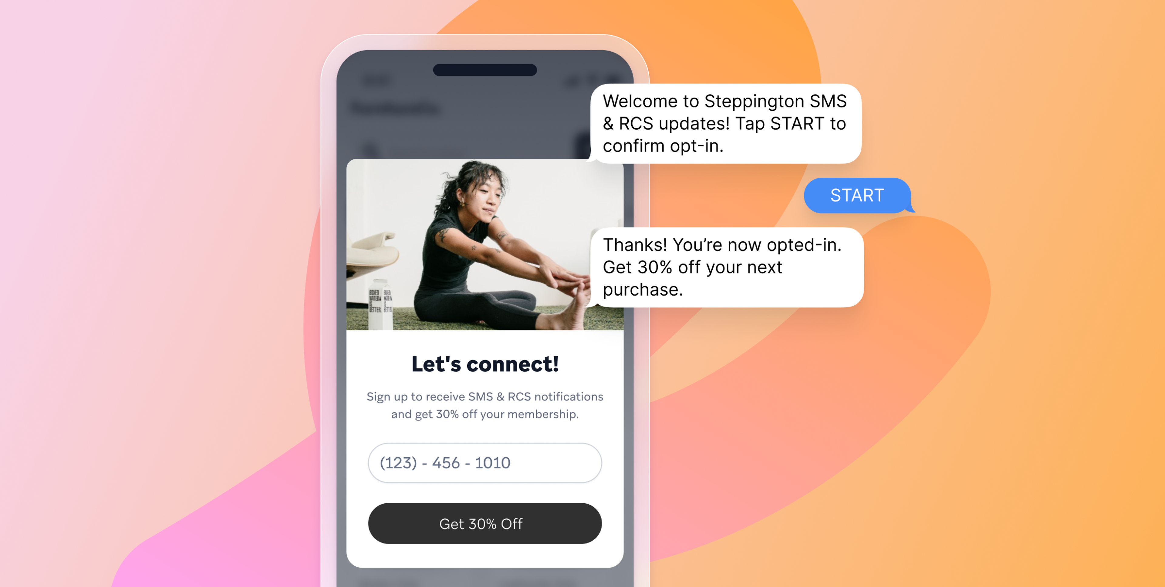 a phone with a message that says let 's connect