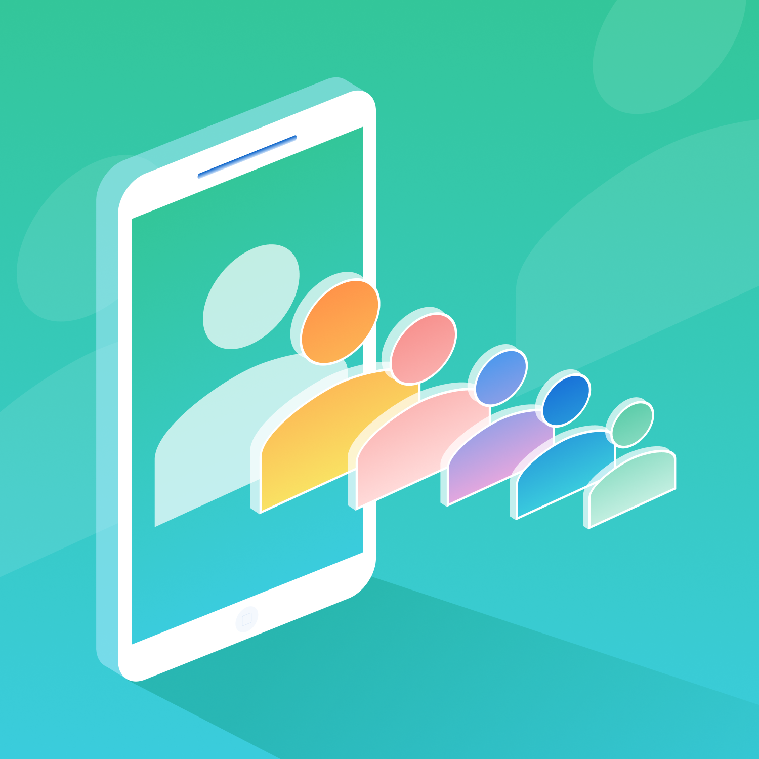 An image of user icons in different colors