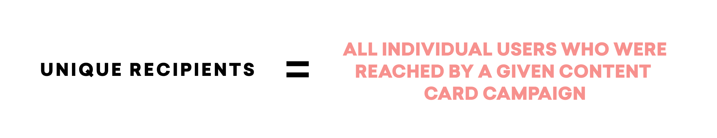 Text explaining that "Unique Recipients" refers to all individual users reached by a specific content card campaign.