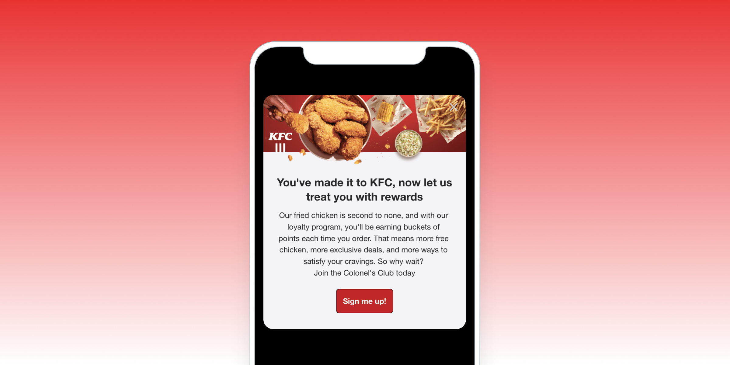 a phone with a kfc advertisement on it