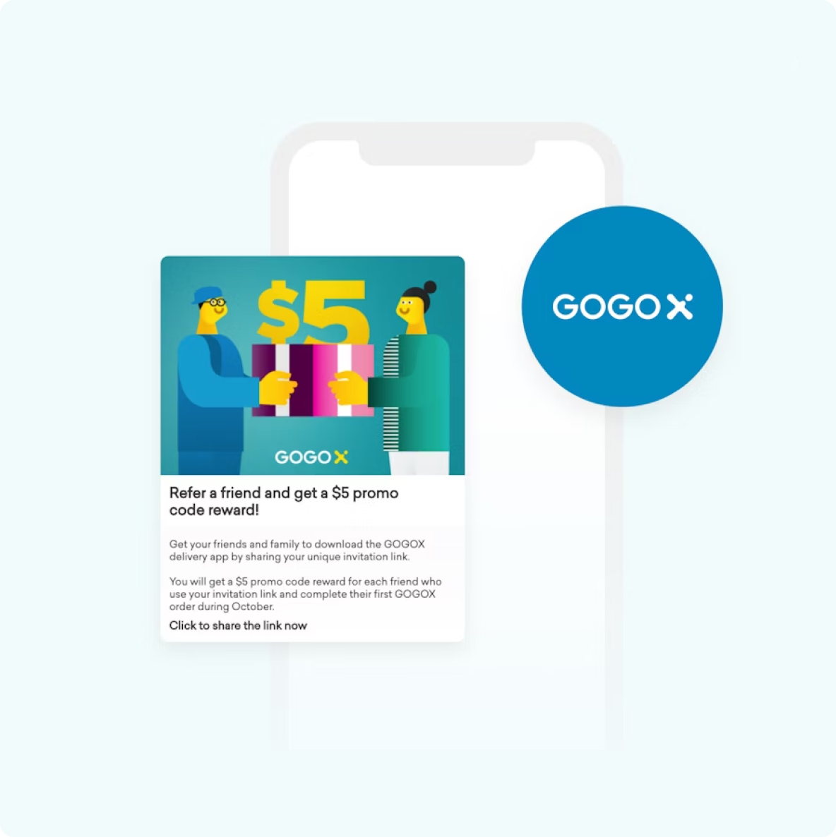 a phone with a gogox advertisement on it