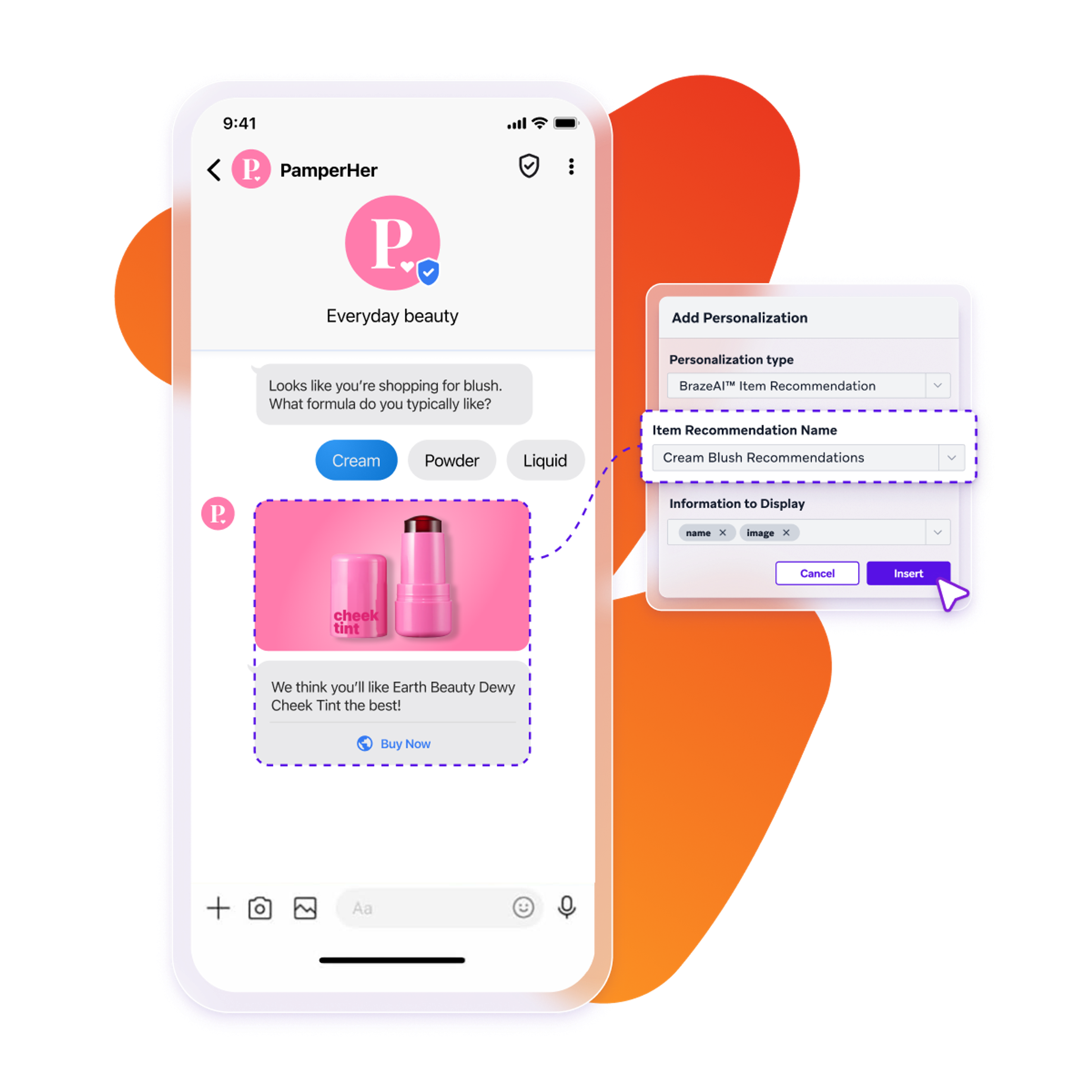 a phone displaying a message from pamperher