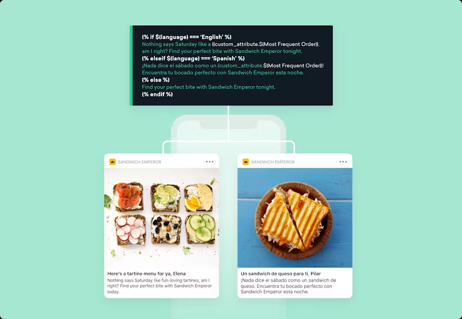 two sandwich emperor advertisements on a phone screen