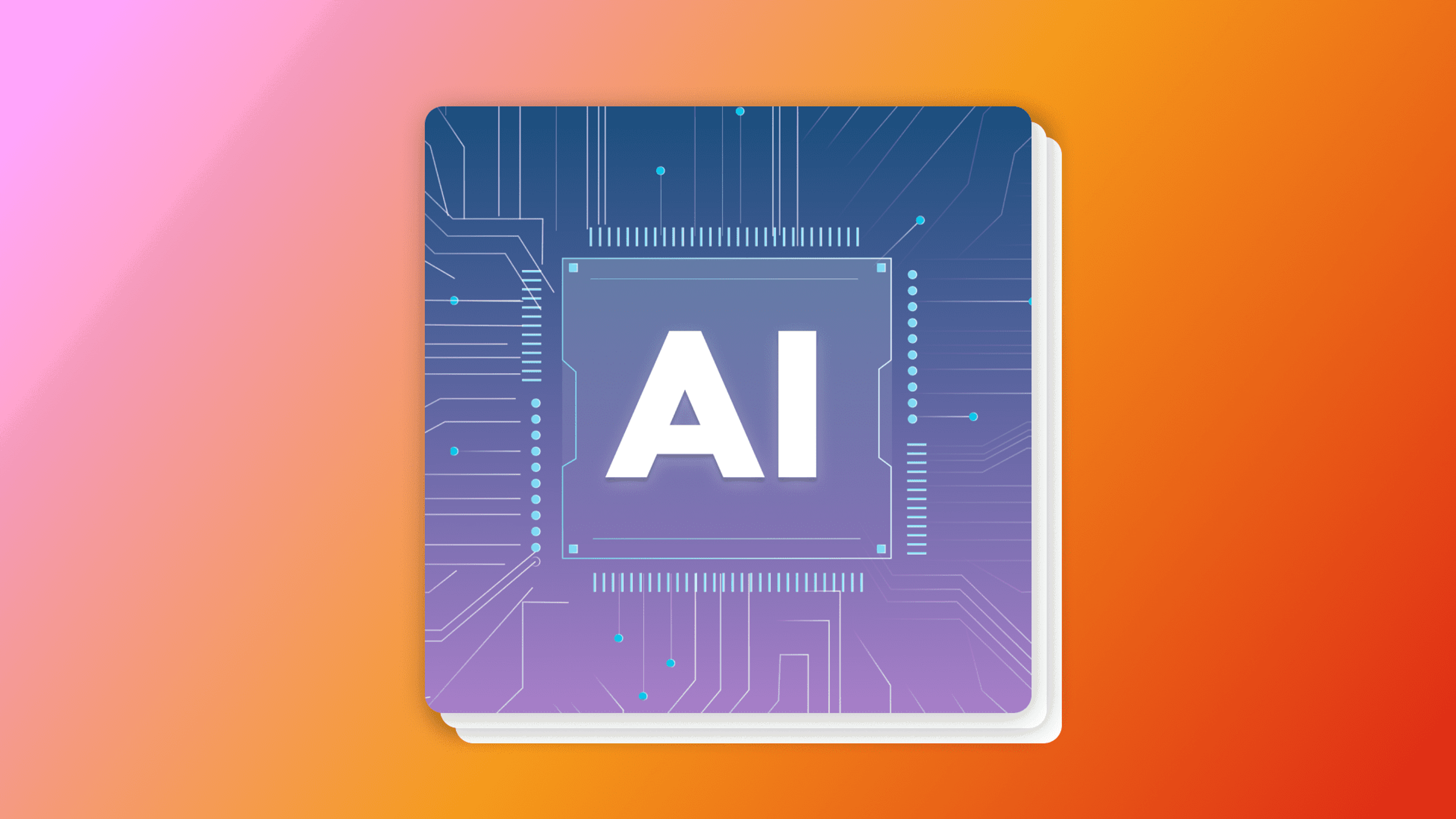 Graphic of a circuit board with 'AI' in white letters.