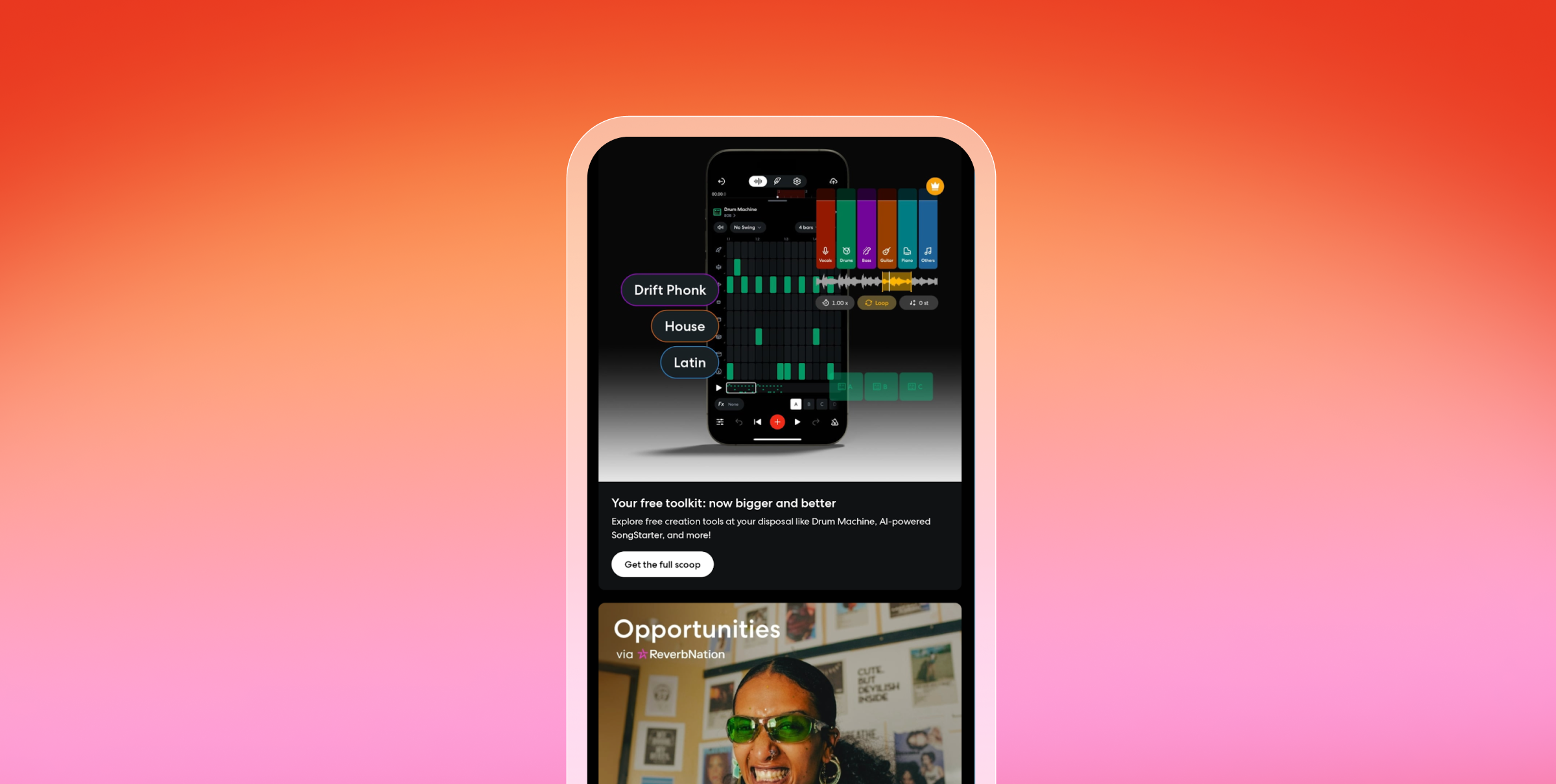 a cell phone with a screen that says opportunities on it