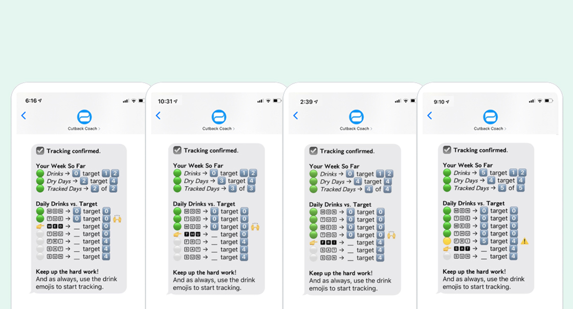 Daily progress updates from Sunnyside, delivered via Braze SMS