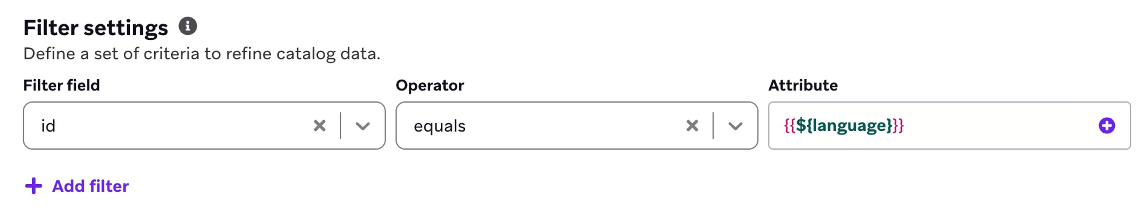 Catalog selection that chooses items if the equal a user's language.