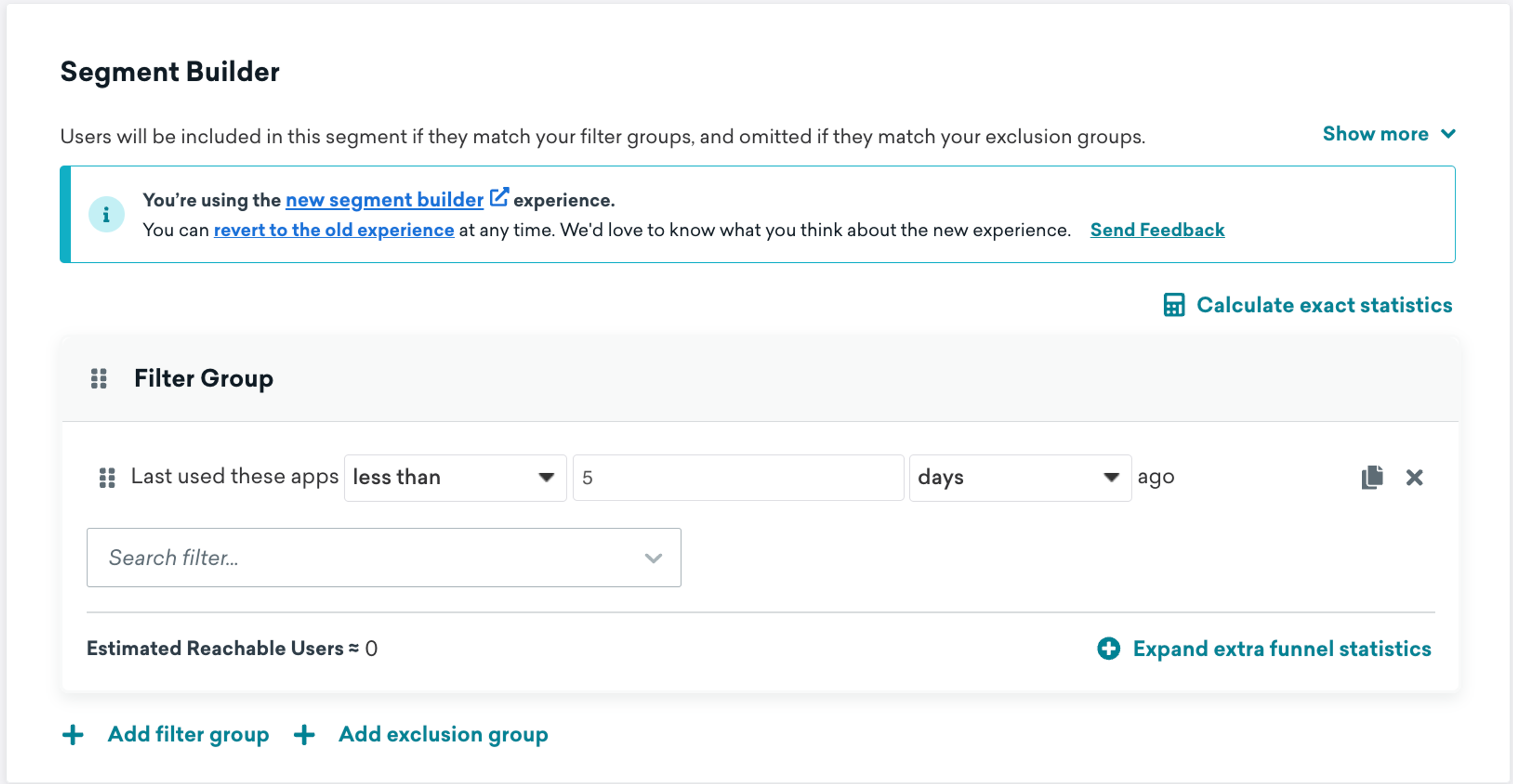 Example of a segment in the Braze dashboard.