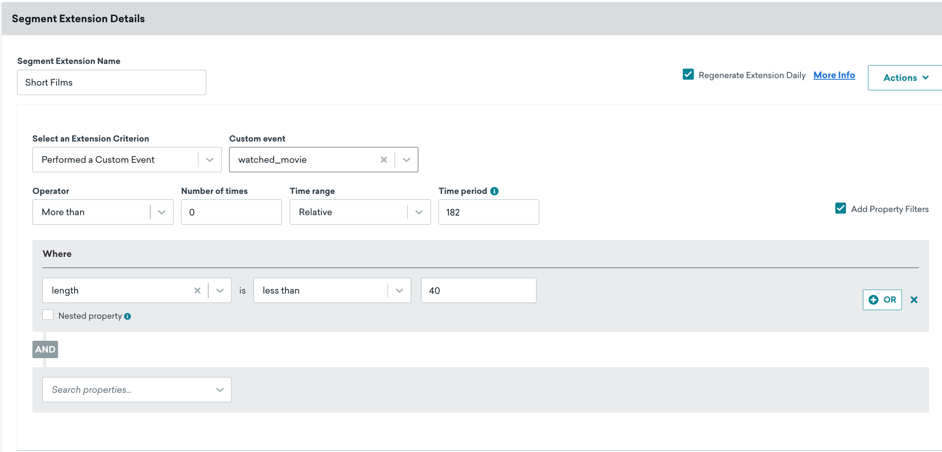 Example of segment extension details.