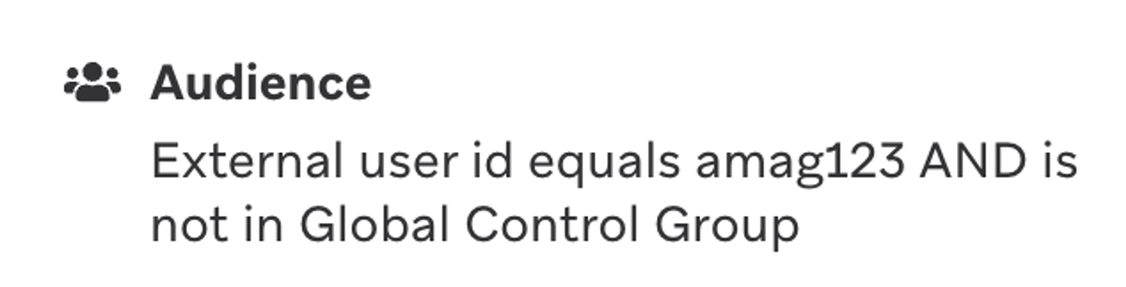 Audience selector for the Canvas showing that only a single user with a known external ID is entered into this Canvas. 