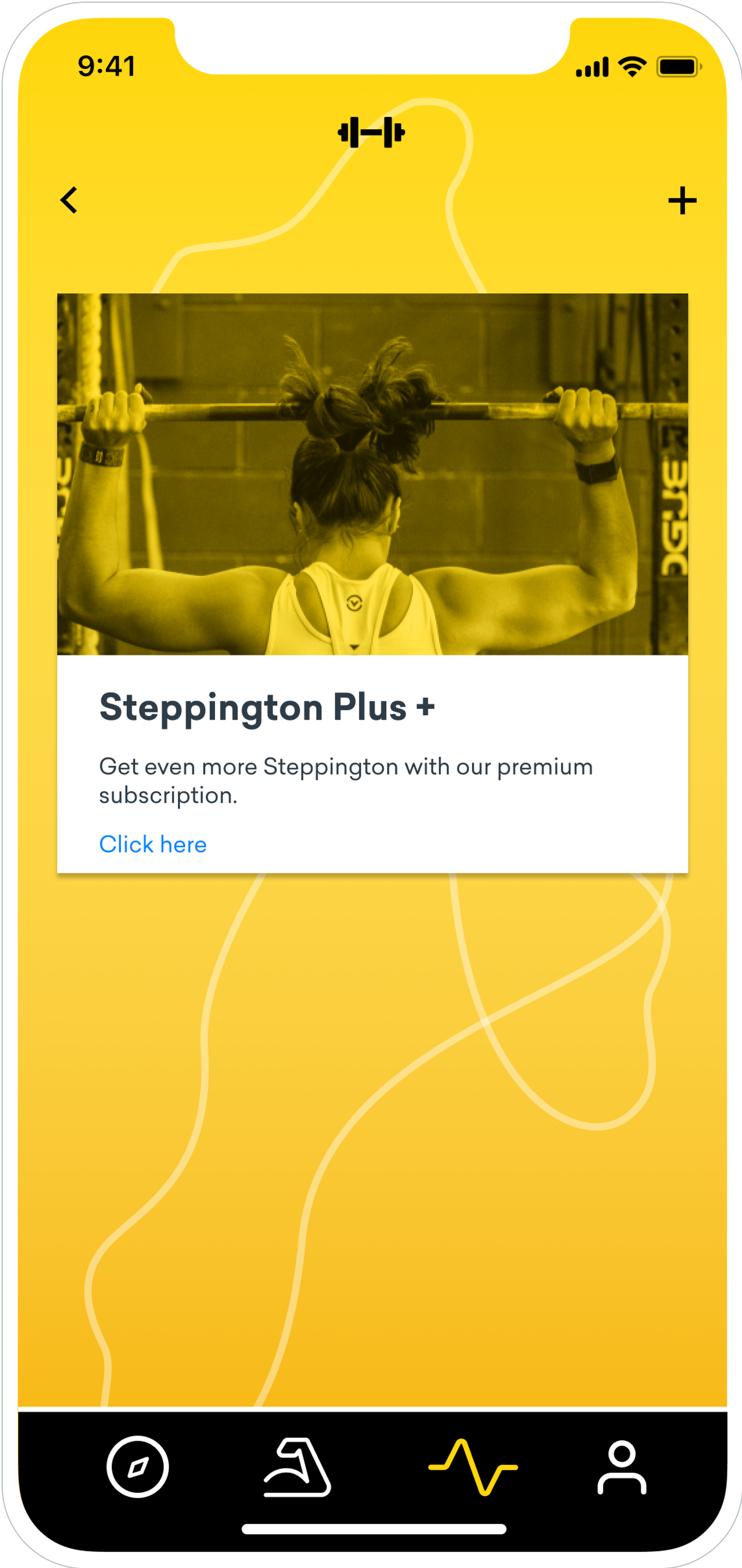 A phone showing a  Content Card on the Steppington app