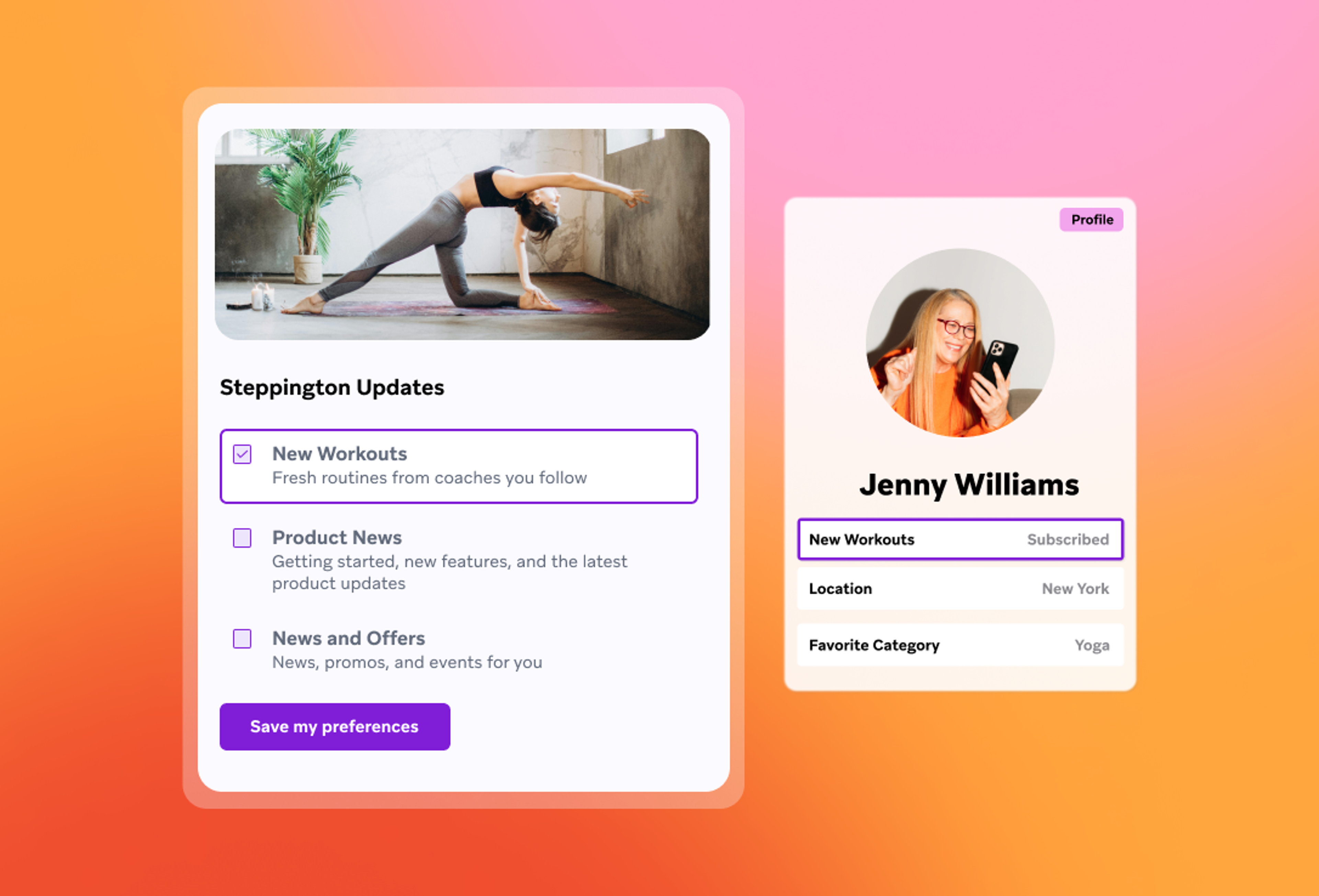 Você pode usar status de inscrição e criar centrais de preferências personalizadas para enviar mensagens às pessoas certas apenas com o conteúdo que elas consentiram em receber.