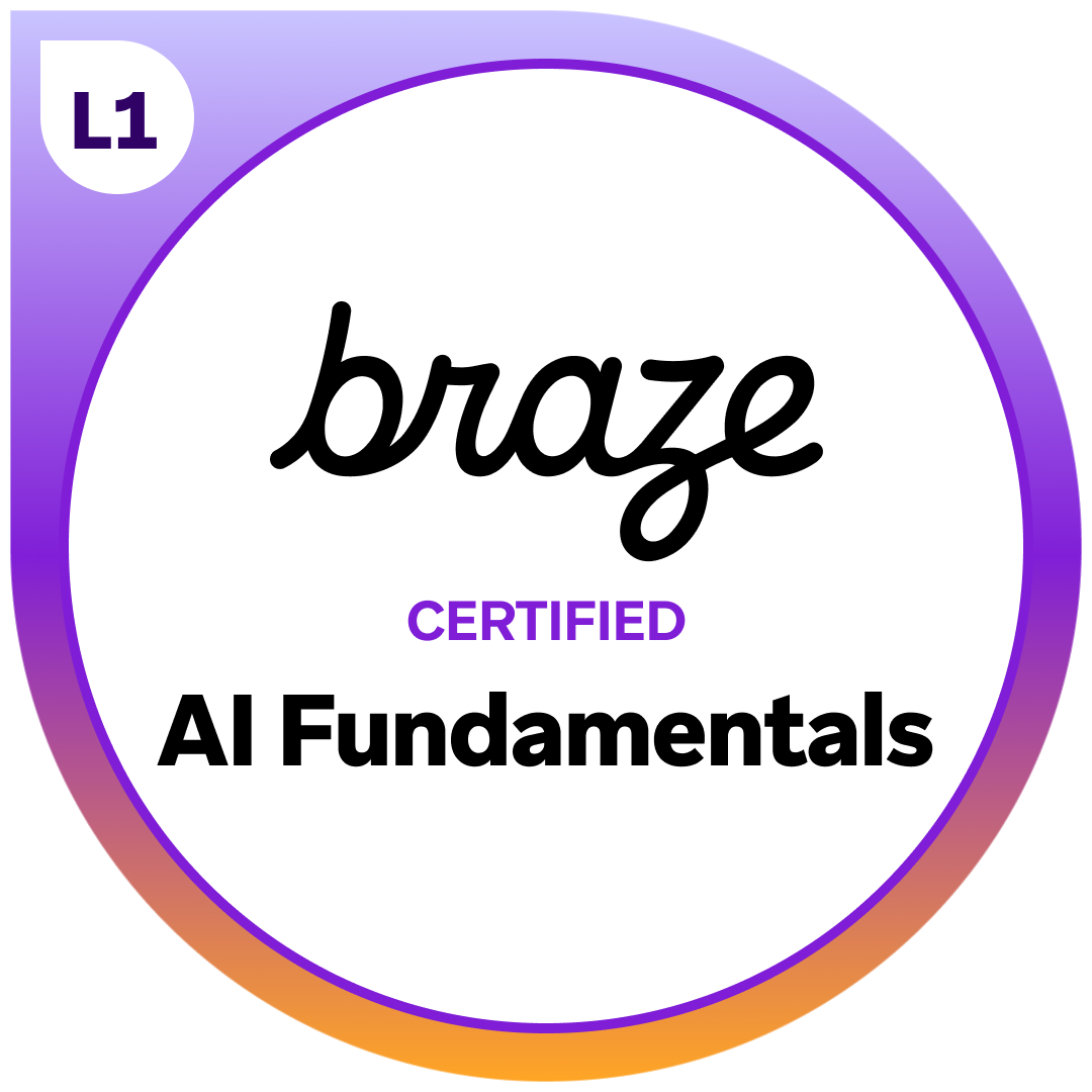 Certification Exam Badge for Braze Certified AI Fundamentals