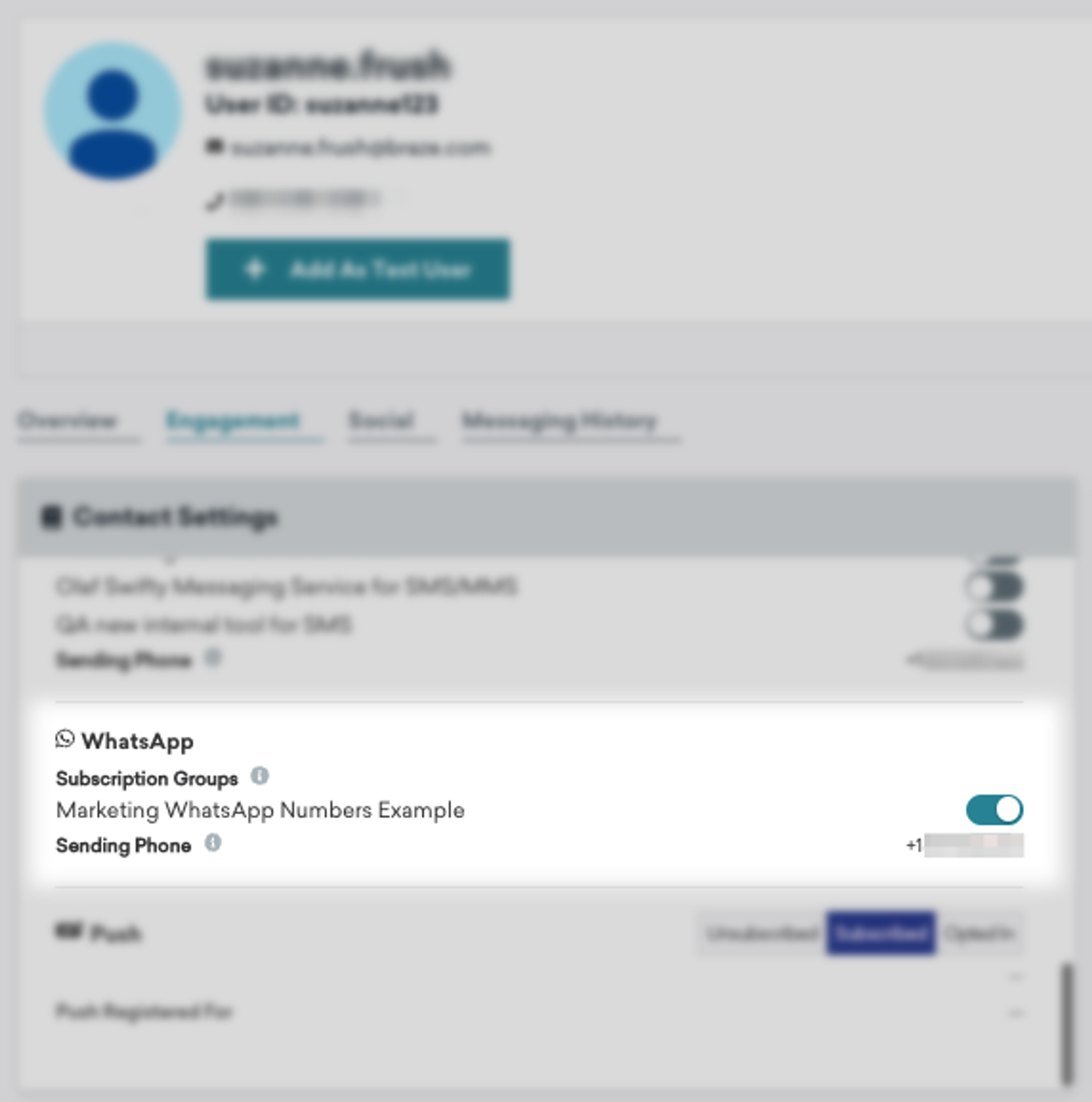 Grupo de inscrição no WhatsApp em um perfil de usuário