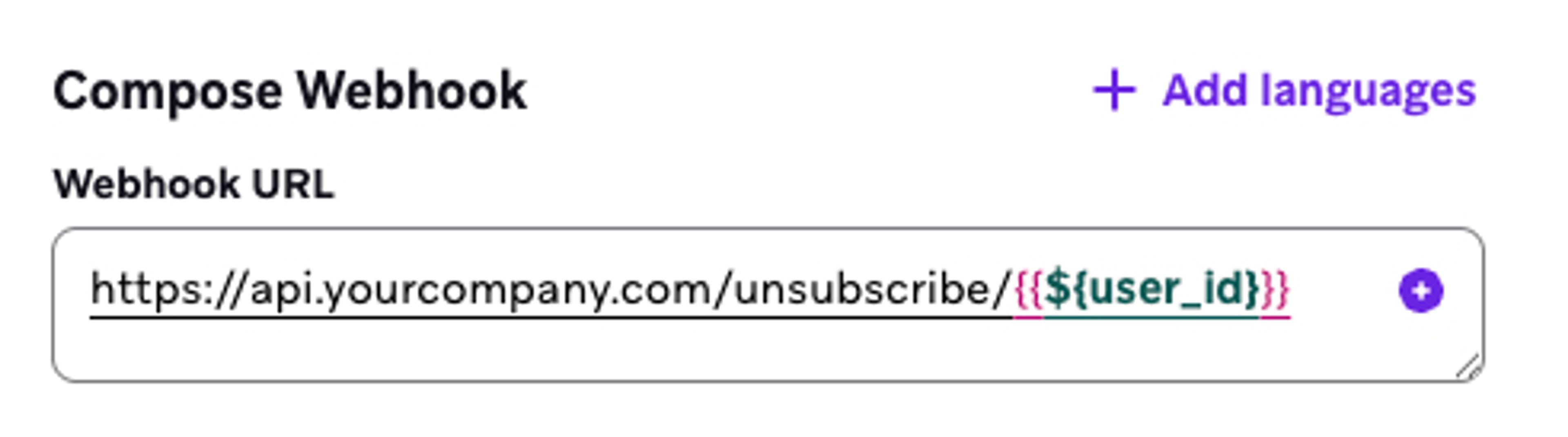 Webhook with a user ID templated into the URL using Liquid.