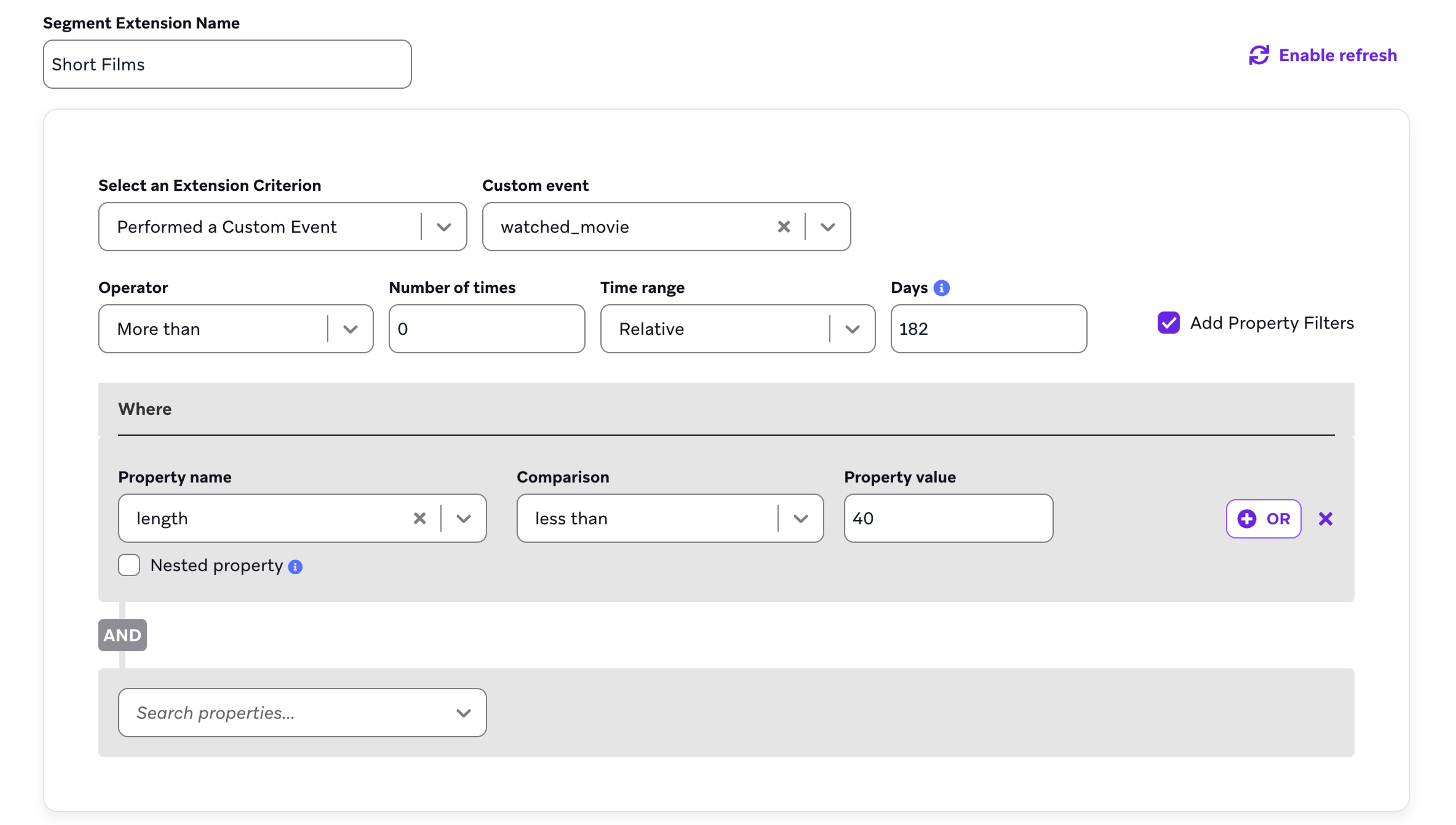 Example of segment extension details.