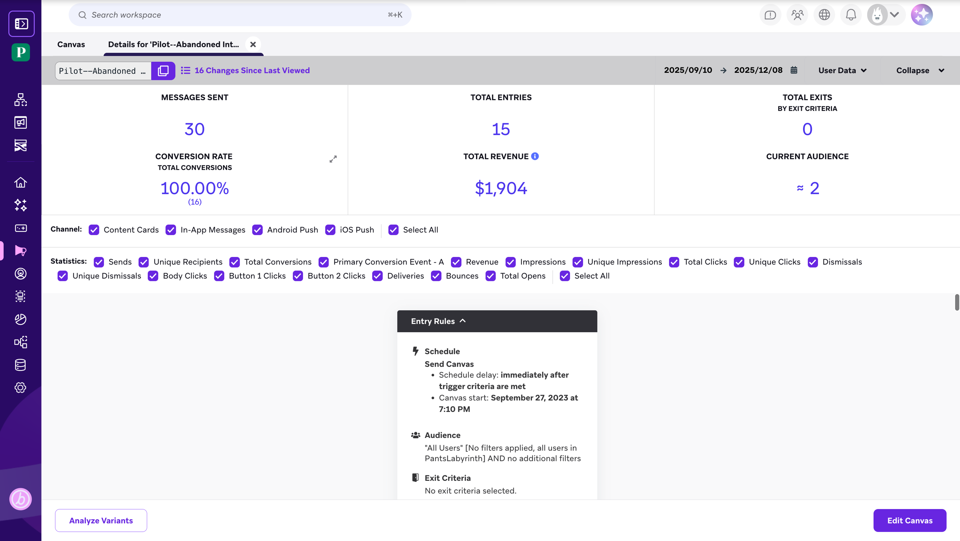 The Canvas details page