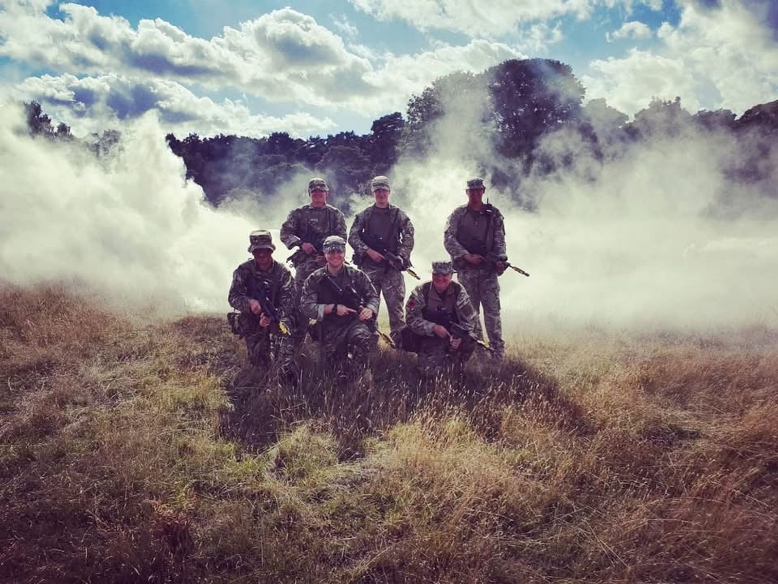 603 Squadron personnel in camouflage during a training exercise.