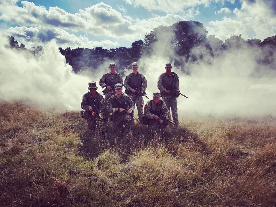 603 Squadron personnel in camouflage during a training exercise.
