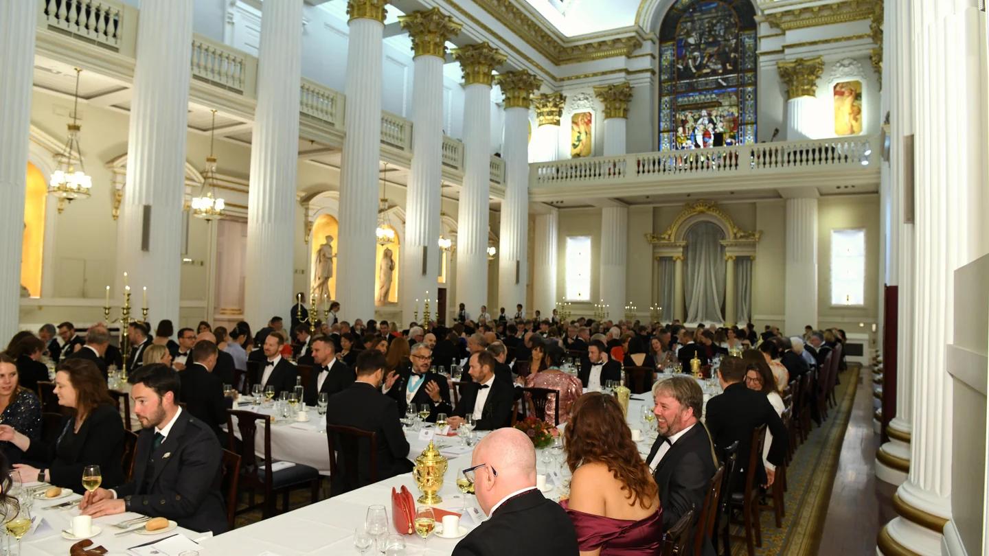 Guests seated for the Distillers’ banquet at Mansion House.
