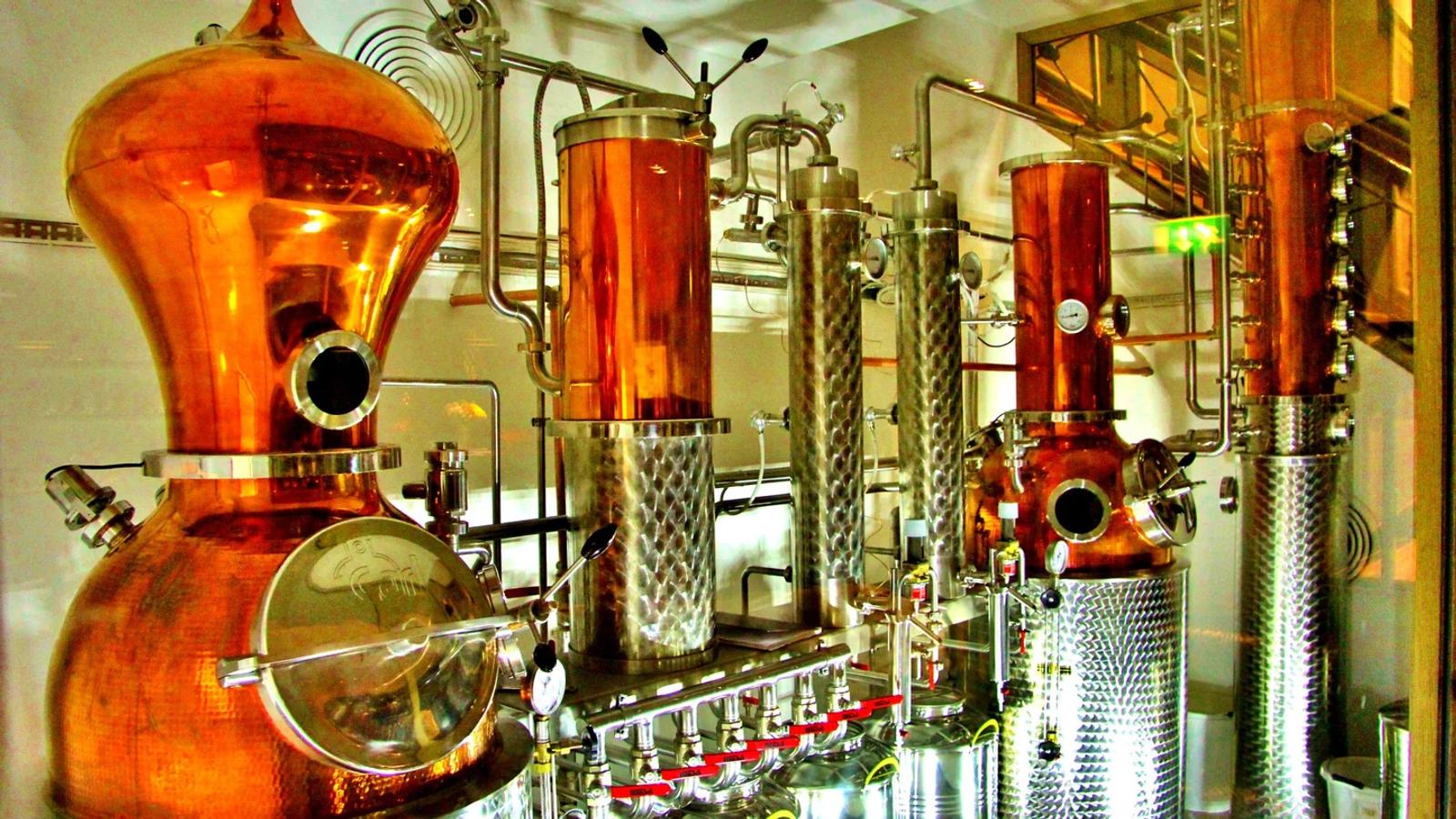 Copper stills at the City of London Distillery.