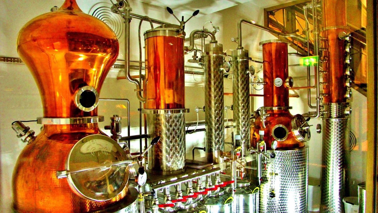 Copper stills at the City of London Distillery.