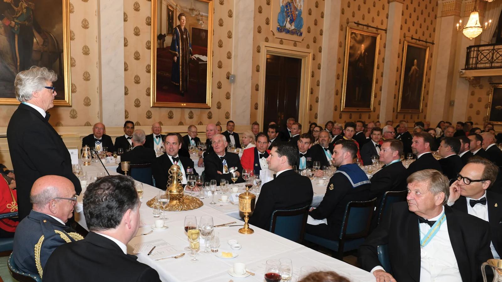 Members and guests seated at an April livery dinner.